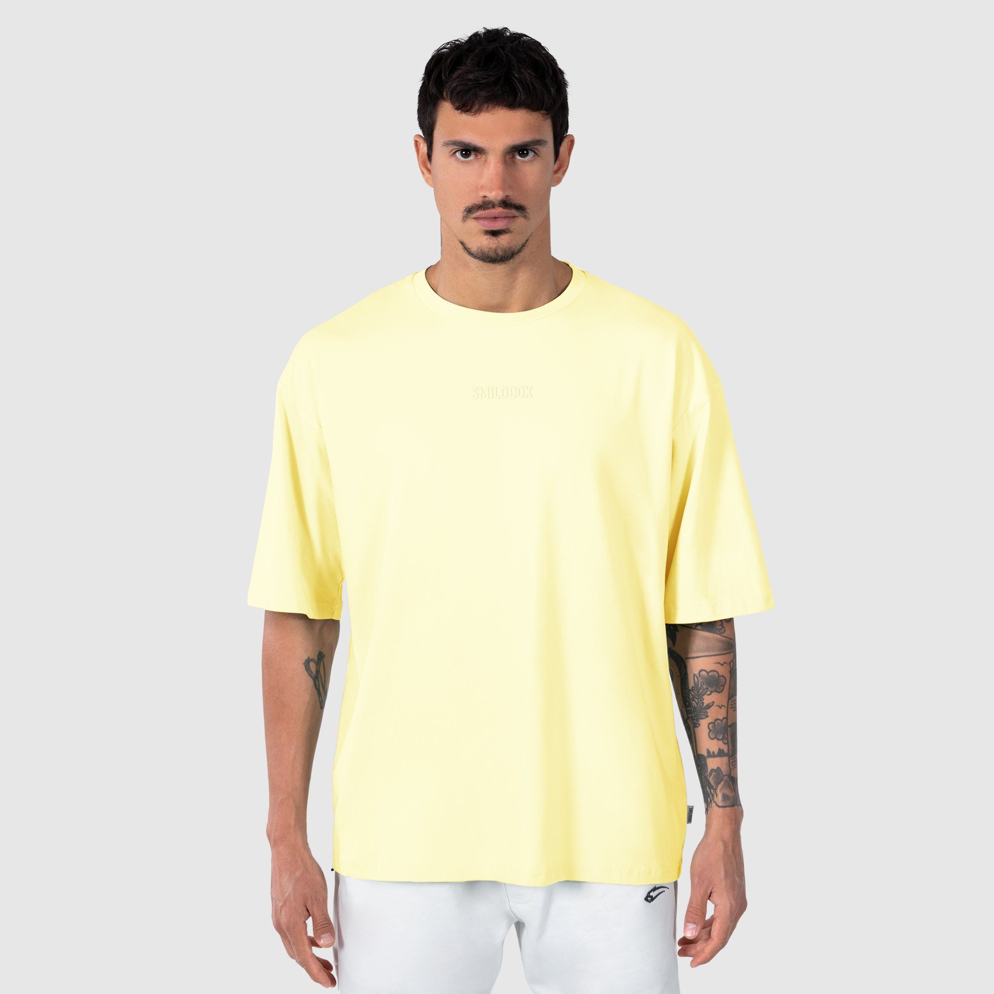 Smilodox T-Shirt Ronald Oversize, 100% Baumwolle Gelb