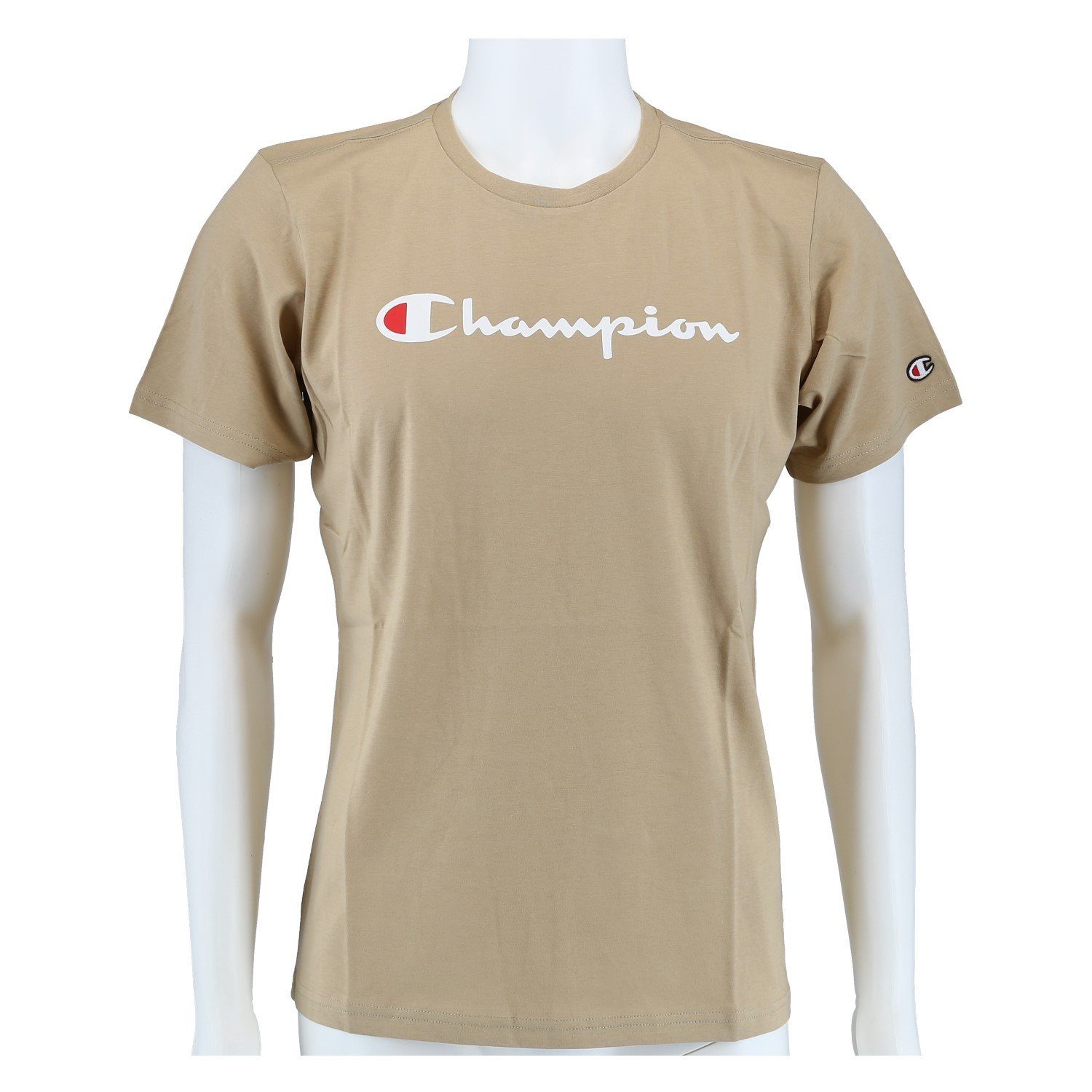 Champion T-Shirt (Baumwolle) Crew mit Logo-Schriftzug beige Kinder