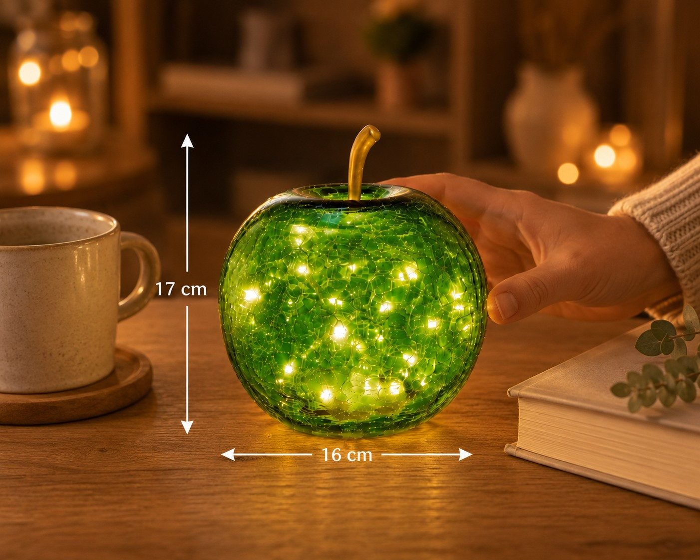 Wurm LED-Dekofigur Wurm LED-Dekofigur Deko Apfel LED beleuchtet 20 LEDs – Bild 4 von 5