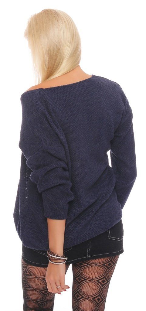 Mississhop V-Ausschnitt-Pullover Damen Strick Pullover Sweatshirt günstig online kaufen