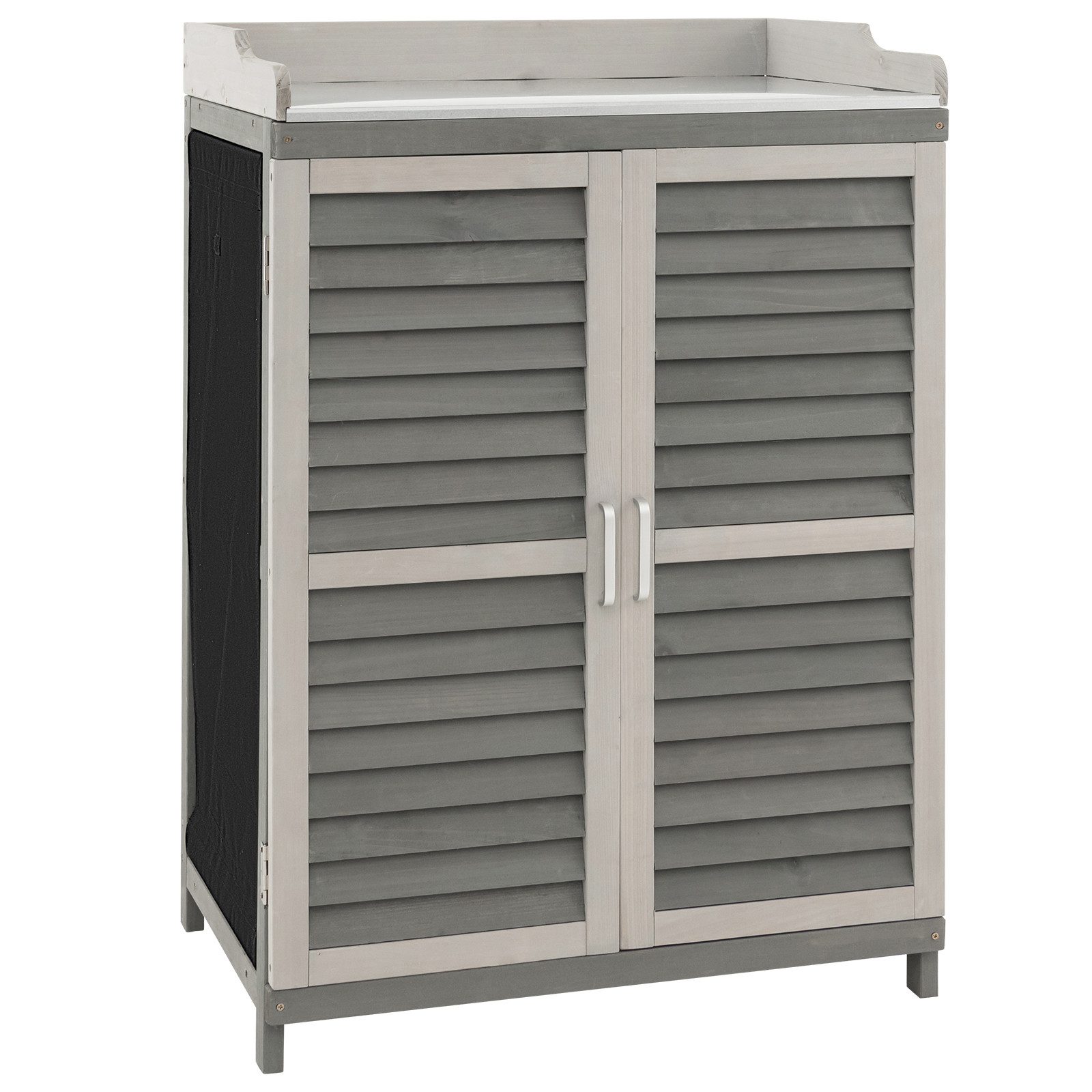 KOMFOTTEU Garten-Geräteschrank Lagerschrank Gartenschrank aus Tannenholz, mit magnetische Türsauger & 2 Ablagen, 67x47x100cm
