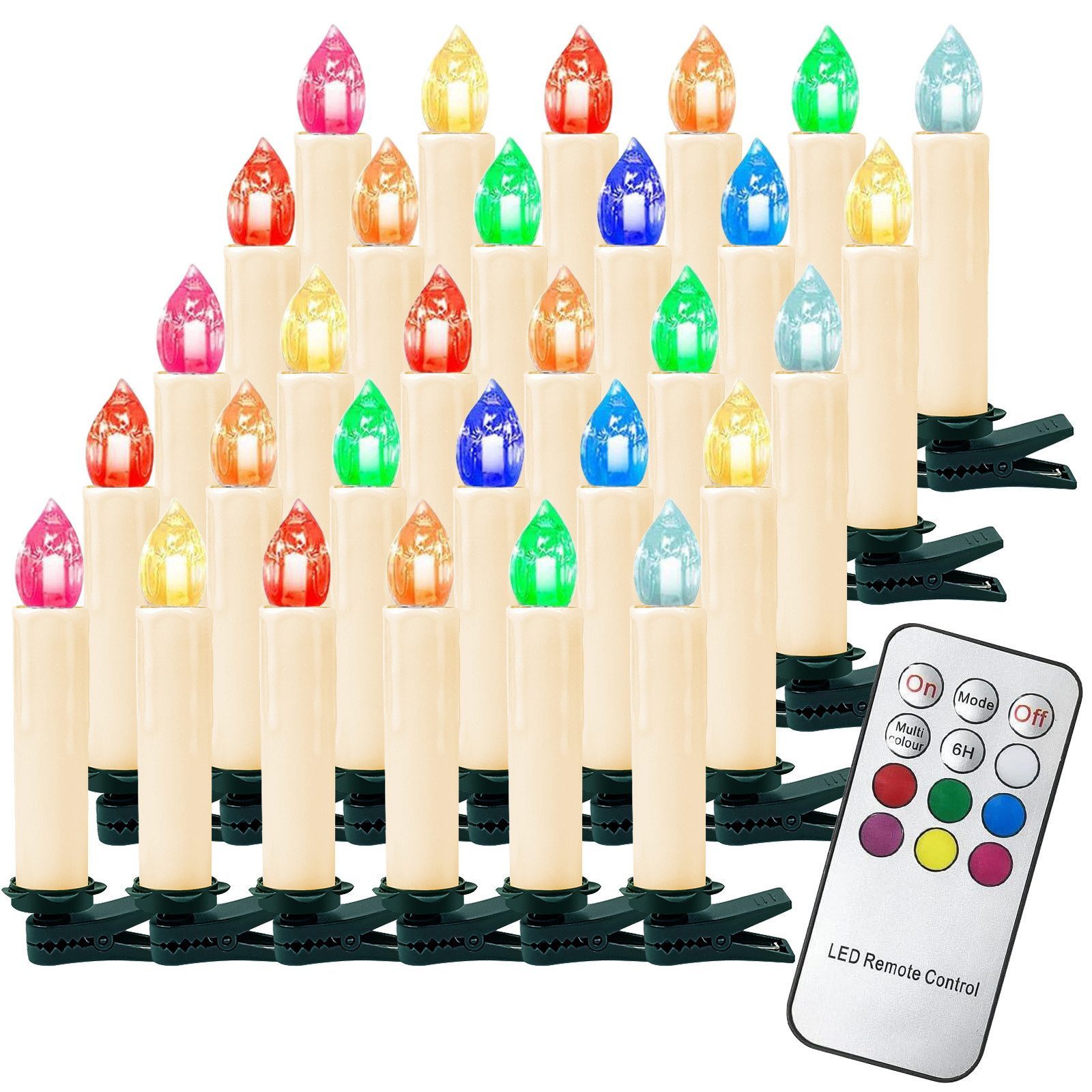 OZAVO LED-Christbaumkerzen CH050BT_W 30/40/50er Dekorative Kerzen, Weihnachtsbaumkerzen, festliche Partydekoration mit Fernbedienung timer 7 Farbwechsel