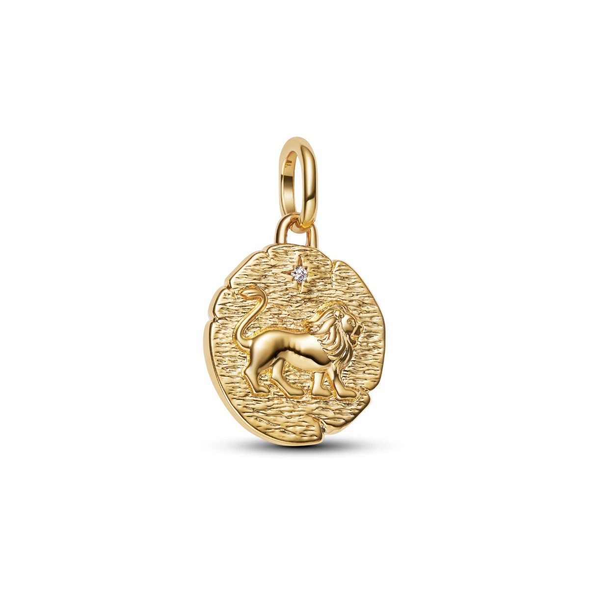Pandora Charm-Einhänger Pandora Me Medaillon-Charm Löwe Zirkonia 14 Karat Vergoldet 763974C01