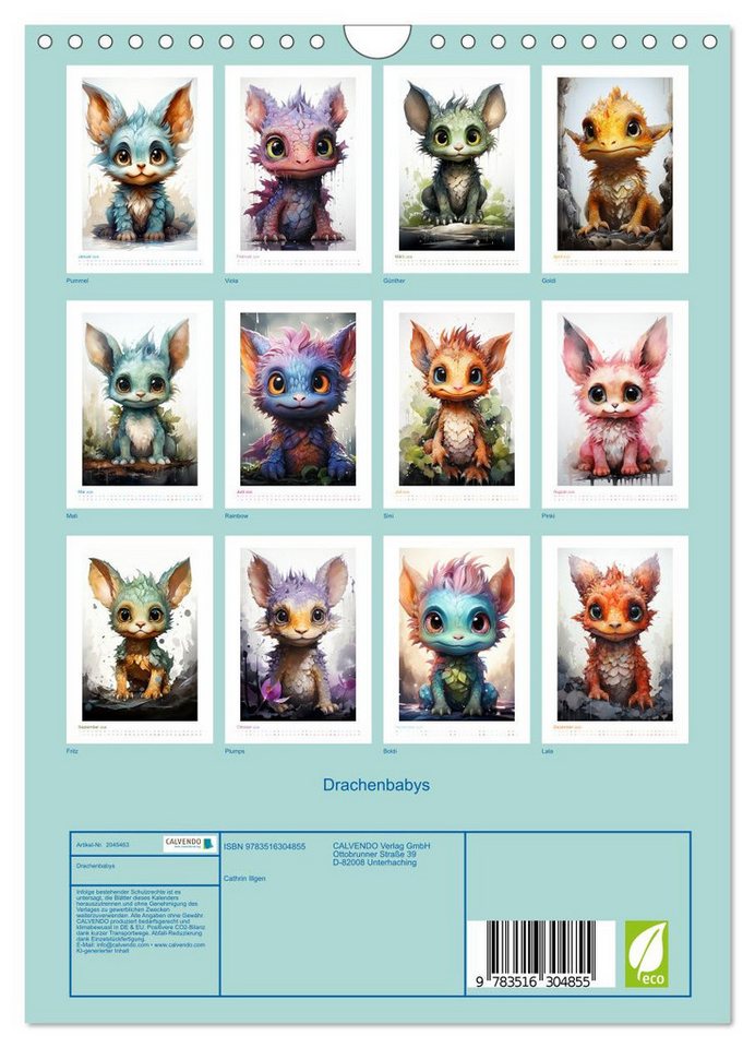 Thumbnail - CALVENDO Wandkalender Drachenbabys (Wandkalender 2026 DIN A4 hoch), CALVENDO Monatskalender