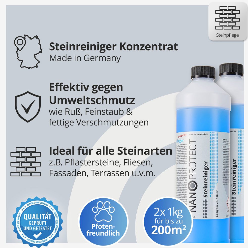 Nanoprotect Steinreiniger Naturstein-Reiniger (Set-Typ, [- Set-Info Kraftvoll und schonend)