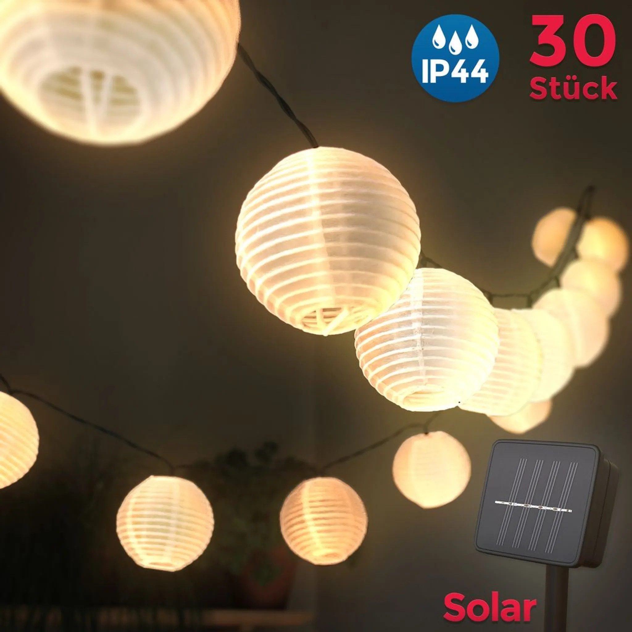 DOPWii Lichterkette Solar AußenLichterkette,6m,30 Lampions,Für Garten