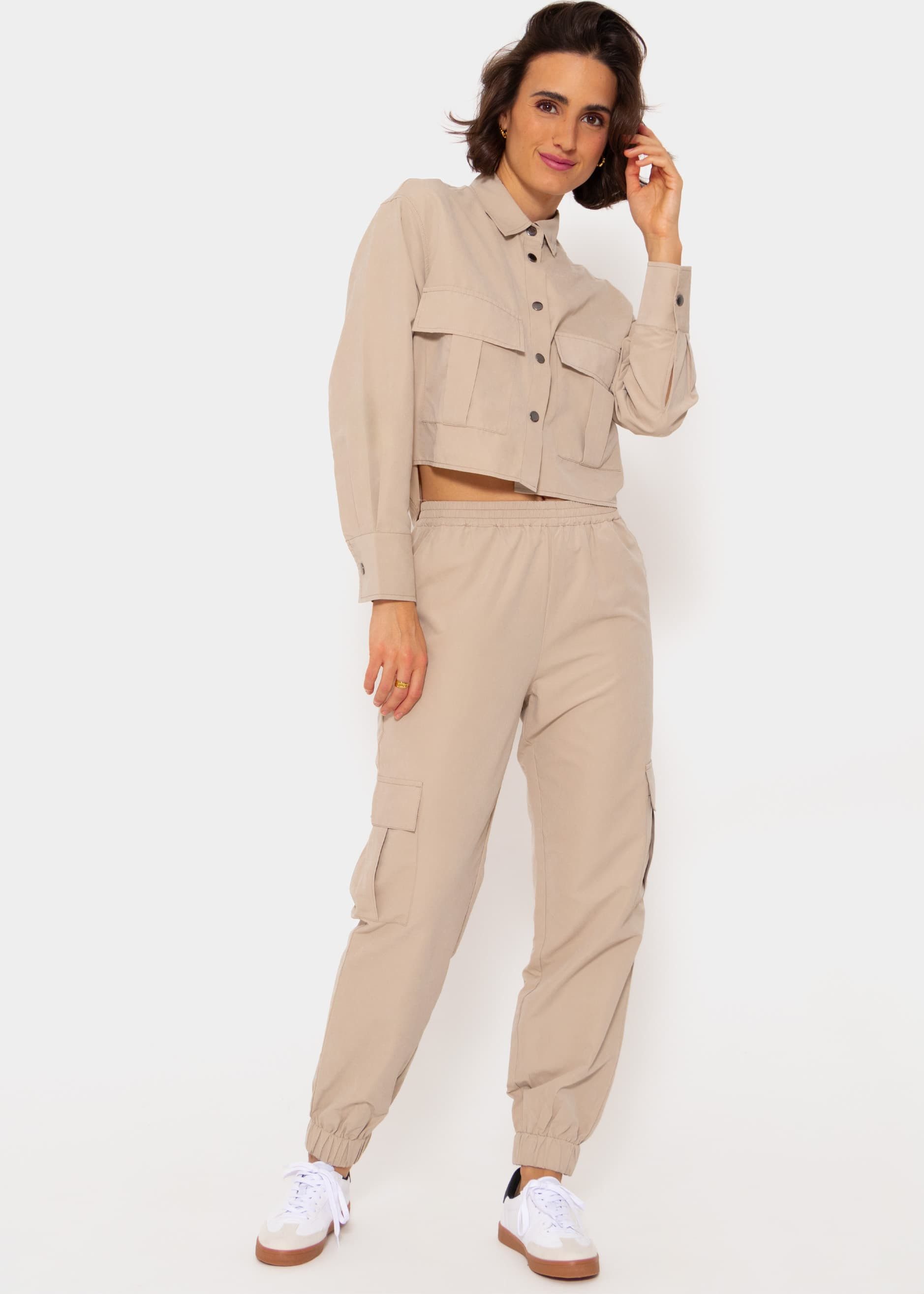 SASSYCLASSY Blusenjacke Oversize cropped Blusenjacke Damen Cropped Blusenjacke