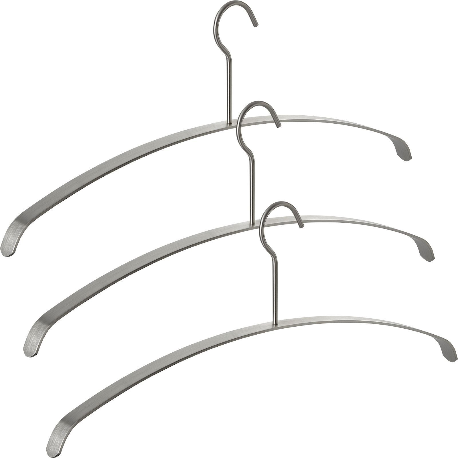 SO-TECH® Kleiderbügel echt Edelstahl 455 x 20 x 185 mm, (Spar-Set, 3-tlg), mit offener Öse