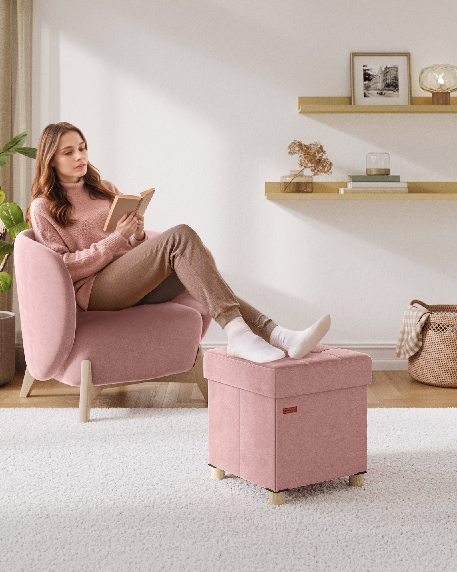 SONGMICS Sitzhocker, Sitzhocker, Aufbewahrungsbox faltbar, 38 günstig online kaufen