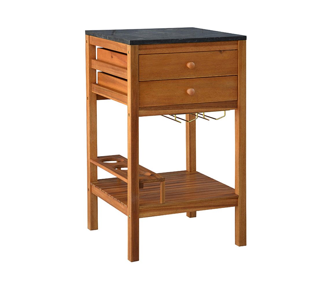 Dehner Outdoor-Küche Southampton Schrank, mit Schubladen, 50 x 50 x 90 cm, hochwertig mit polierte Granitplatte, FSC®-zertifiziertes Akazienholz