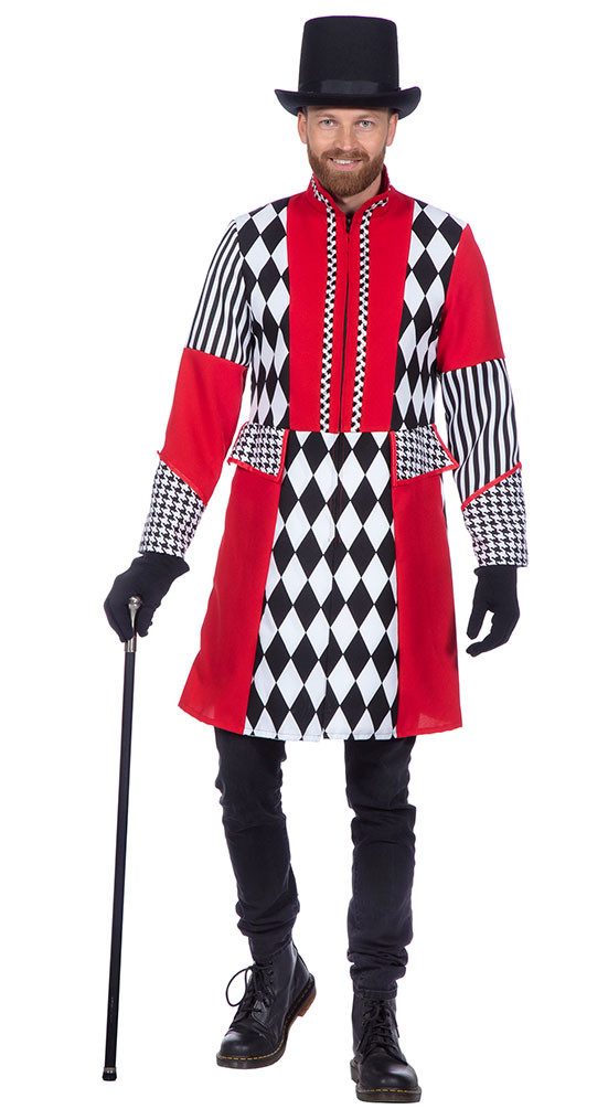 Kostüm Rot weiß schwarz karierte Karneval Jacke Herren