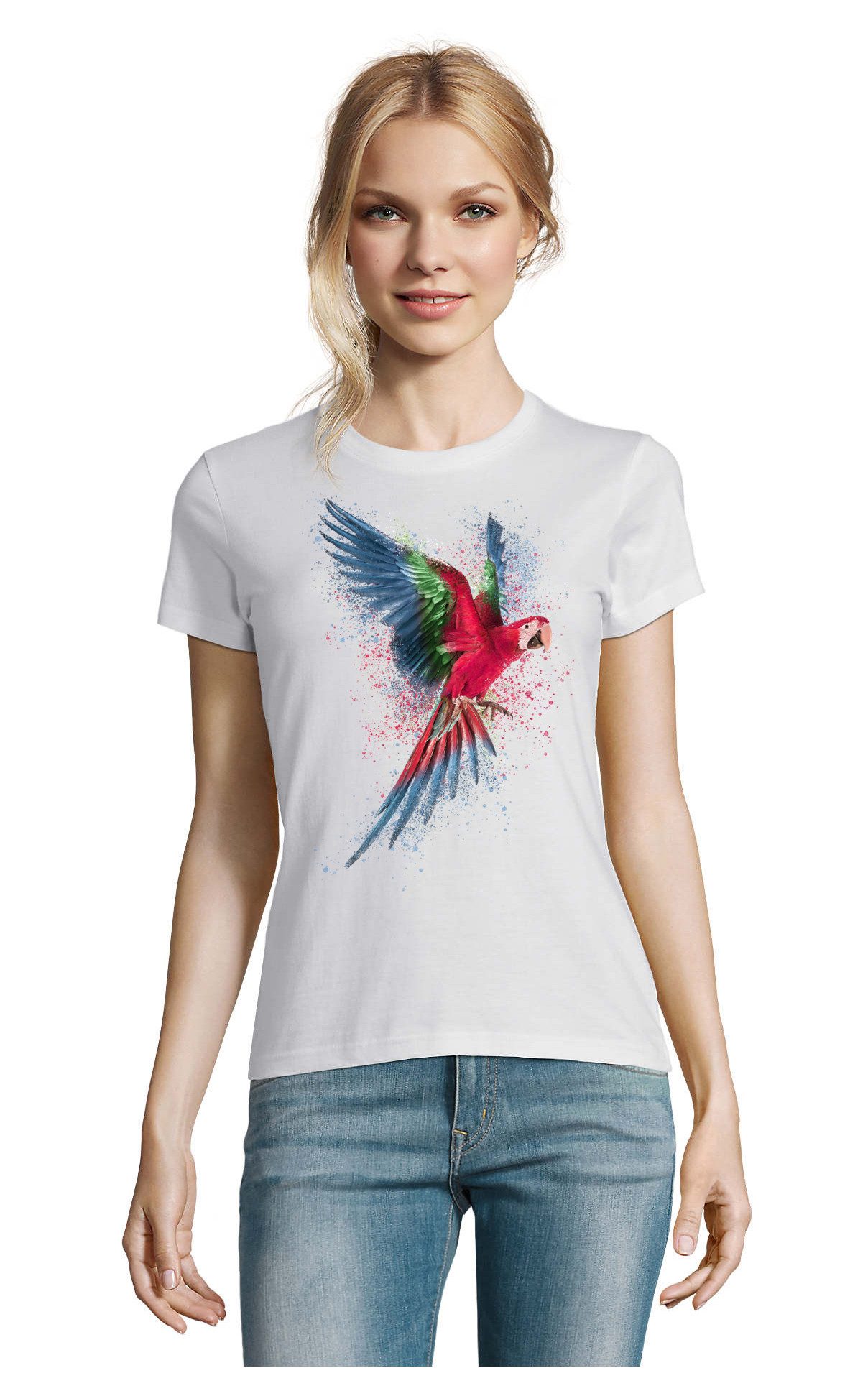 Blondie & Brownie T-Shirt Papagei Paradiesvogel Vogel Tropen Logo Print Dam günstig online kaufen