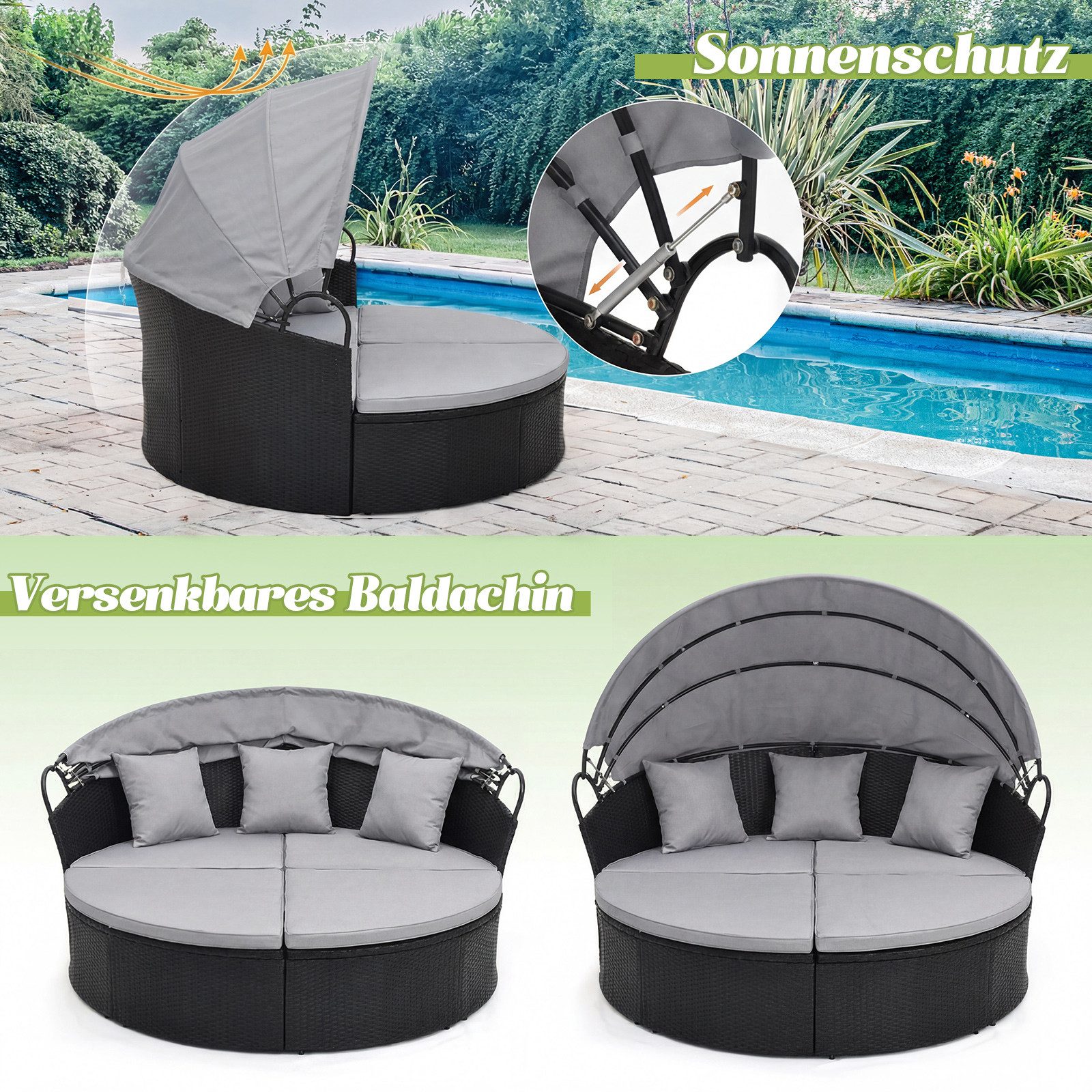COSTWAY Sonneninsel, Sonnenliegen fur den garten, Lounge Möbel Outdoor