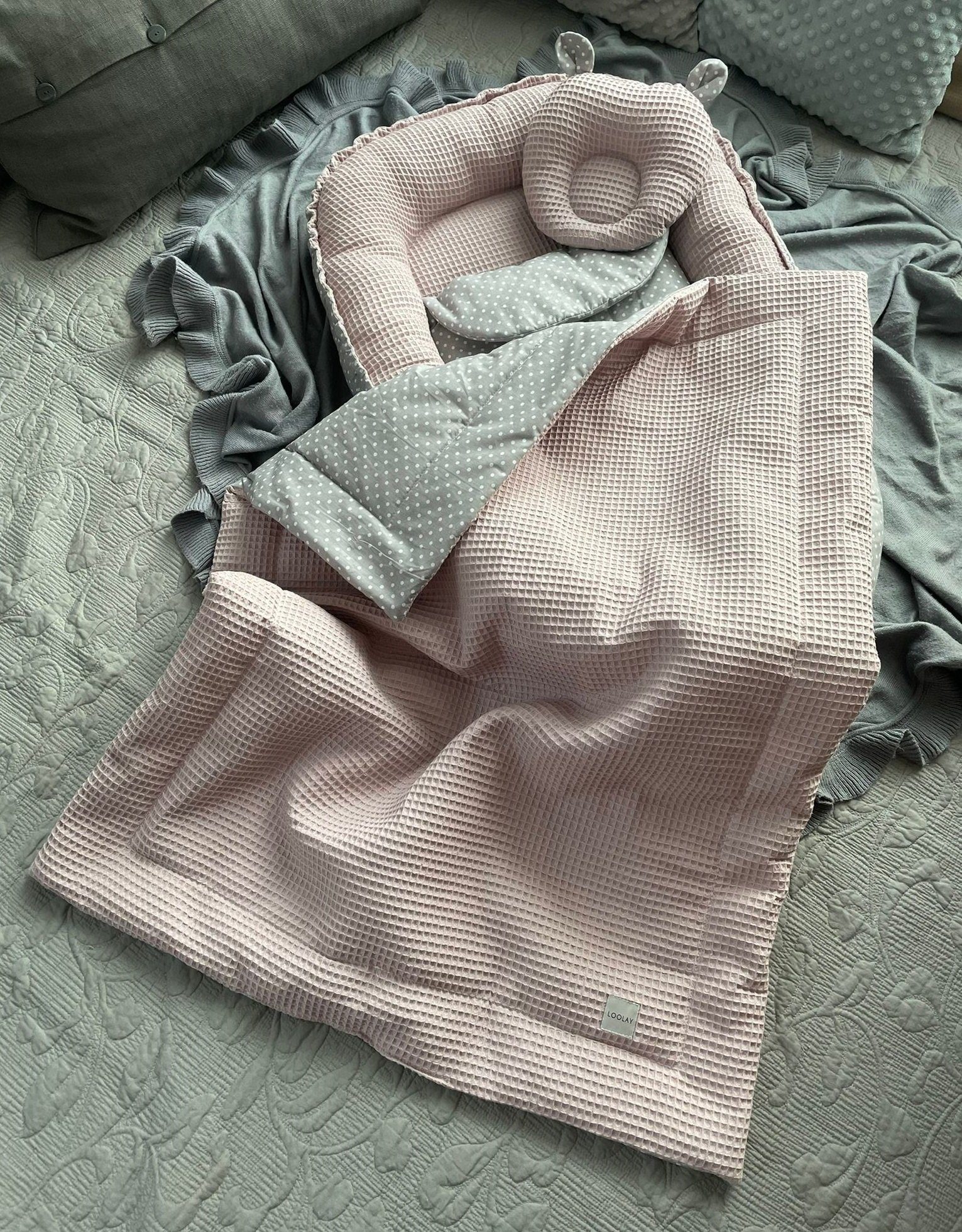 Bettnestchen WAFFELPIQUE Baumwolle BABYNEST Babykokon Neugeborene Babyaustattung