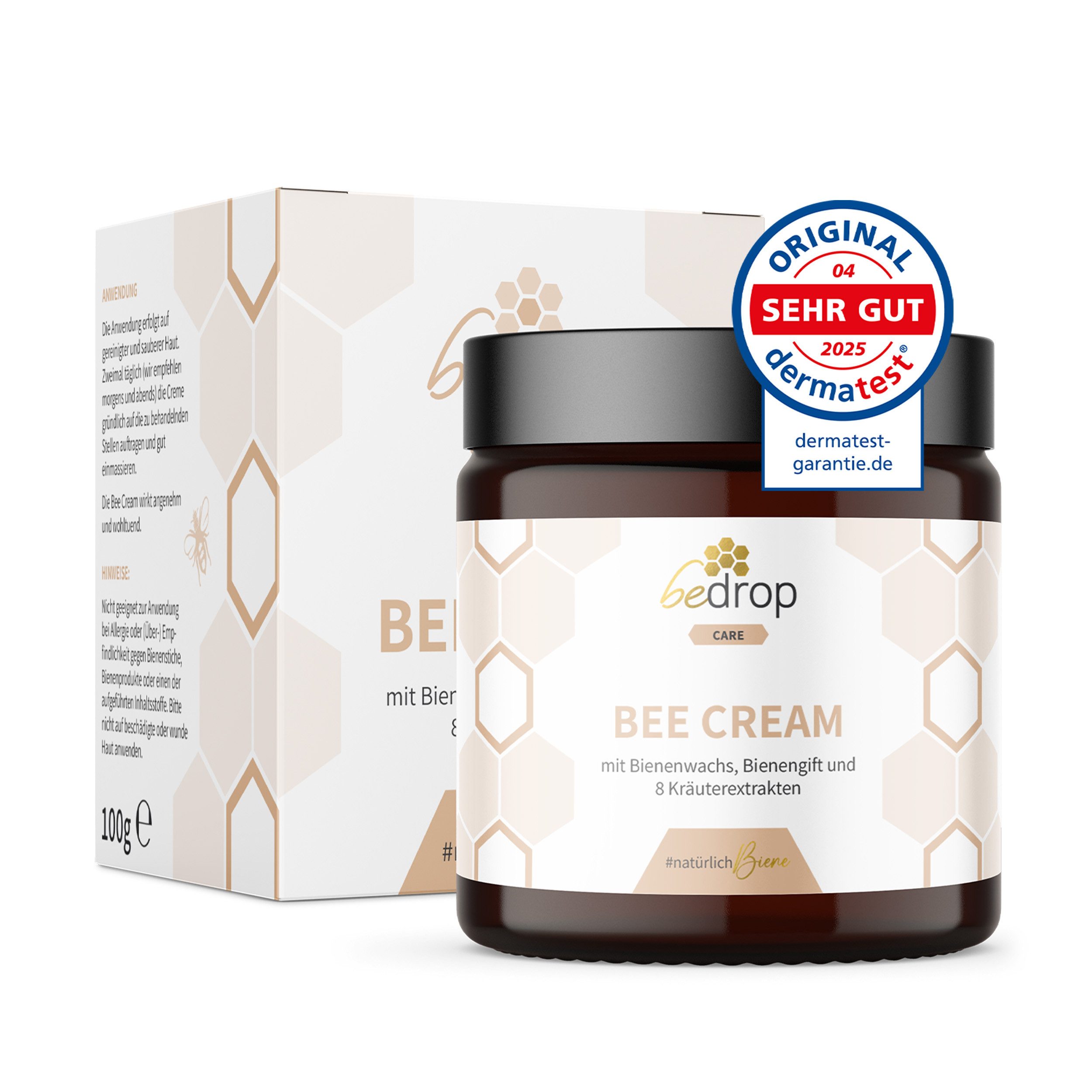 bedrop Körpercreme Bee Cream Bienengiftsalbe hochdosiert mit 8 Kräuterextrakten, Für eine natürliche Hautpflege. Muskeln, Gelenke & Rücken
