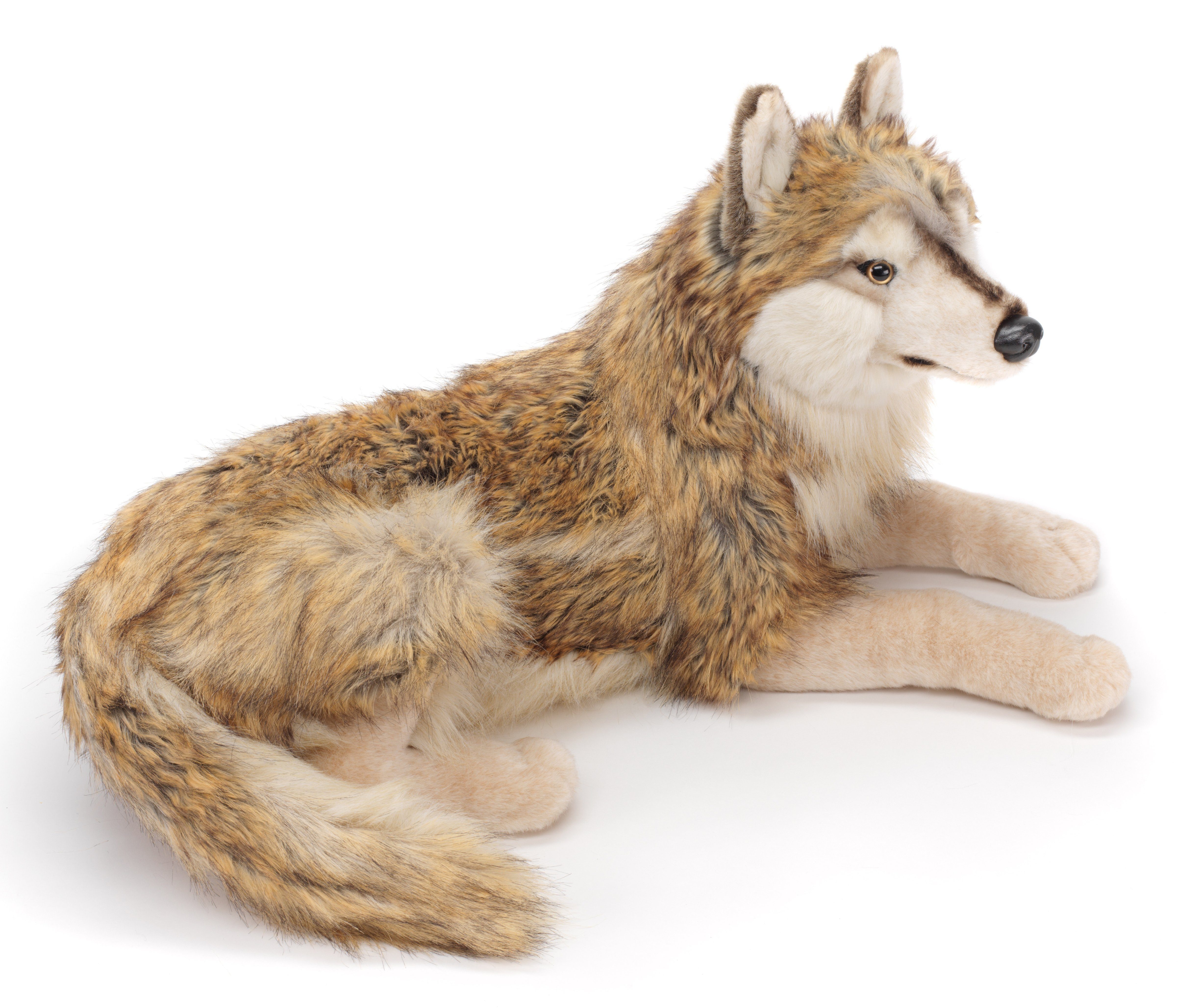 Uni-Toys Kuscheltier Wolf, liegend - 100 cm (Довжина) - Plüsch-Wolf, Lupus - Plüschtier, zu 100 % recyceltes Füllmaterial