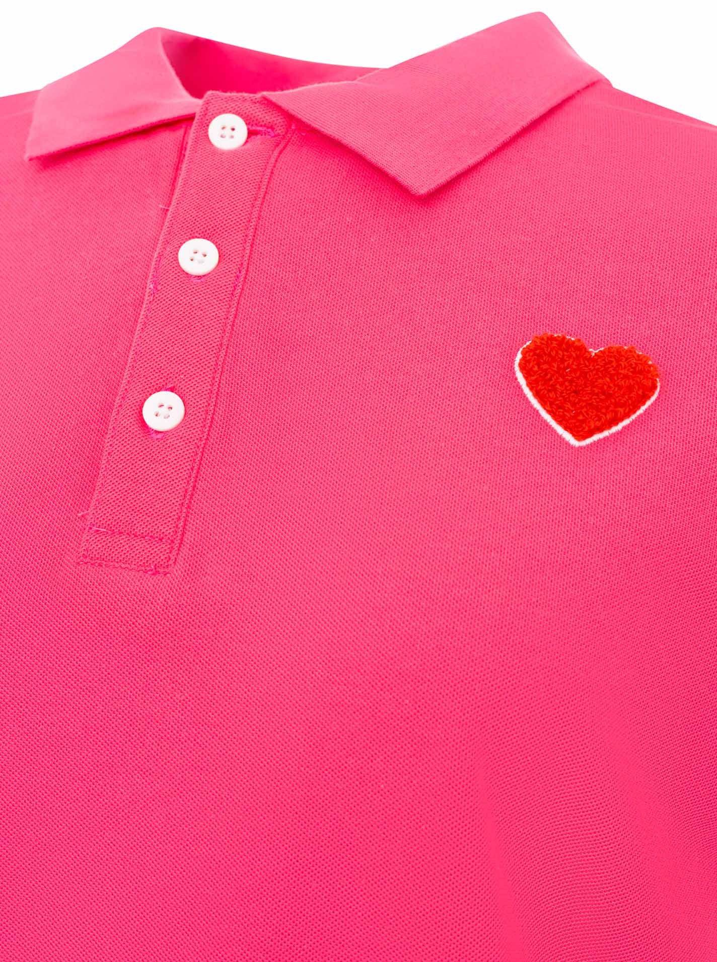 Zwillingsherz Poloshirt Herz unifarben, Polokragen mit Knopfleiste, Herz-Patch – Bild 5 von 5