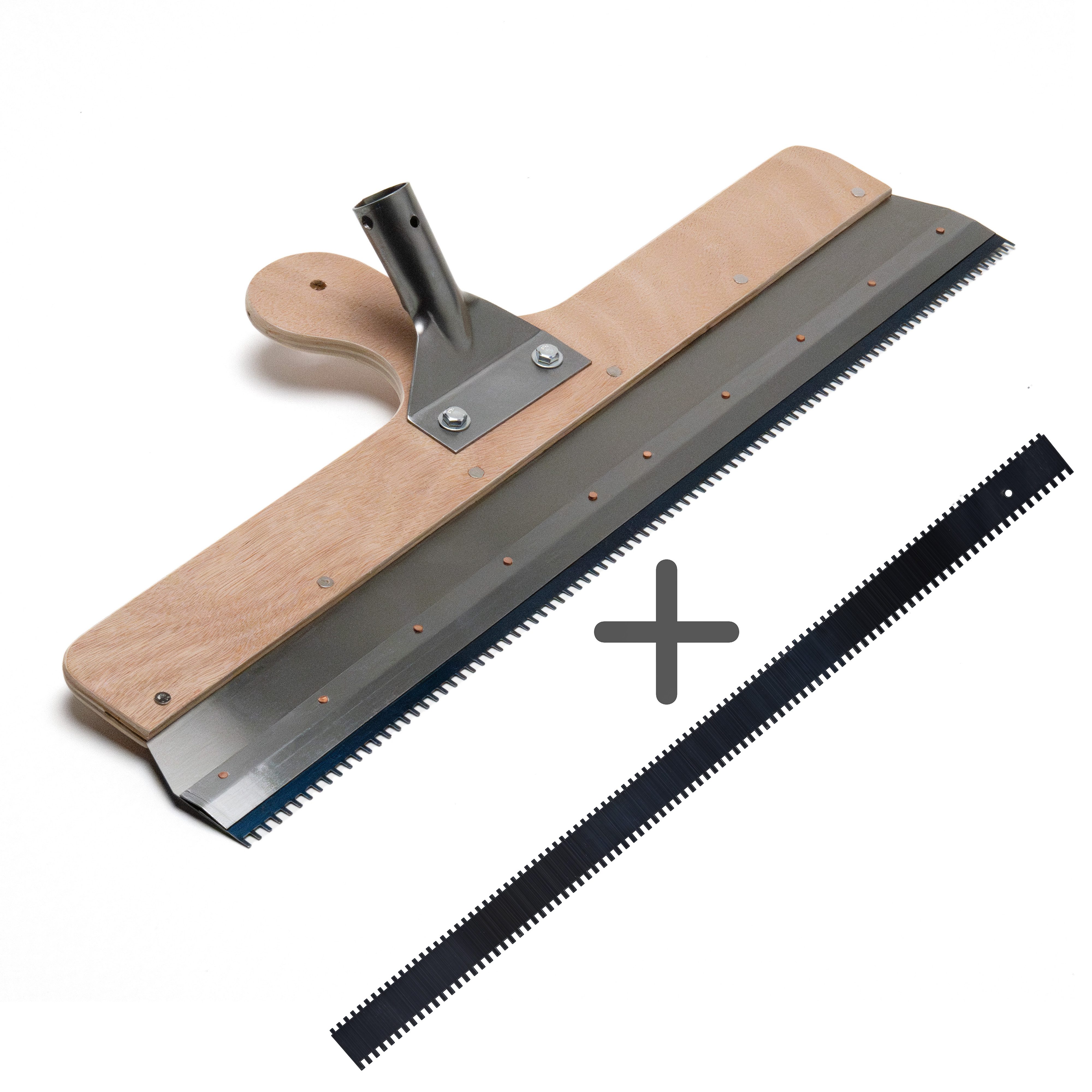 WO-WE Flächenspachtel Großflächenrakel 560mm Stehrakel Zahnrakel PL230 (Set, Rakel ohne Teleskopstiel-St., 1 Großflächenrakel + 1 Stecksystem) Arbeitsbreite 560 mm
