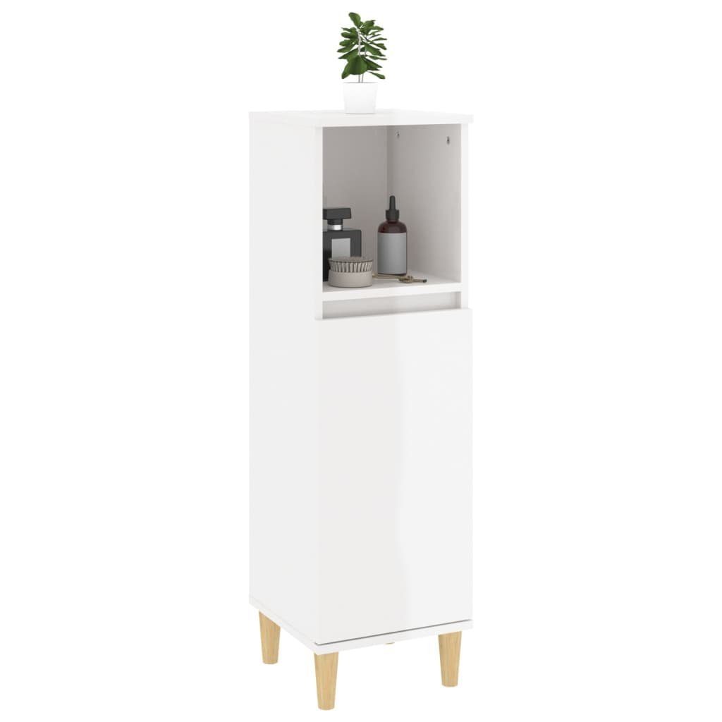 Hochglanz-Weiß (1-St) Badezimmer-Set vidaXL 30x30x100 cm Holzwerkstoff, Badschrank