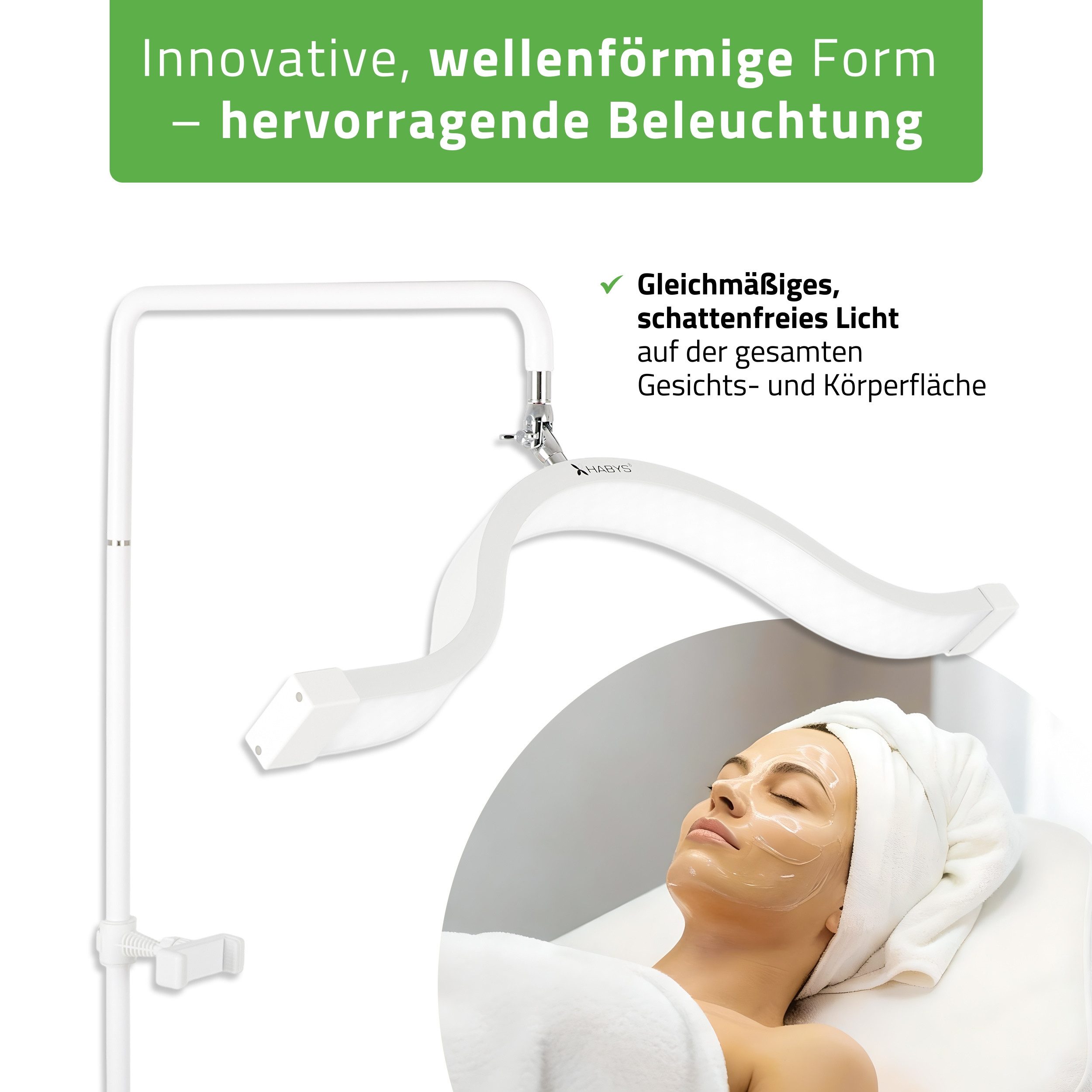 Habys Massageliege VENA LED-Kosmetiklampe 45W für Wimpern Augenbrauenstyling Make-up