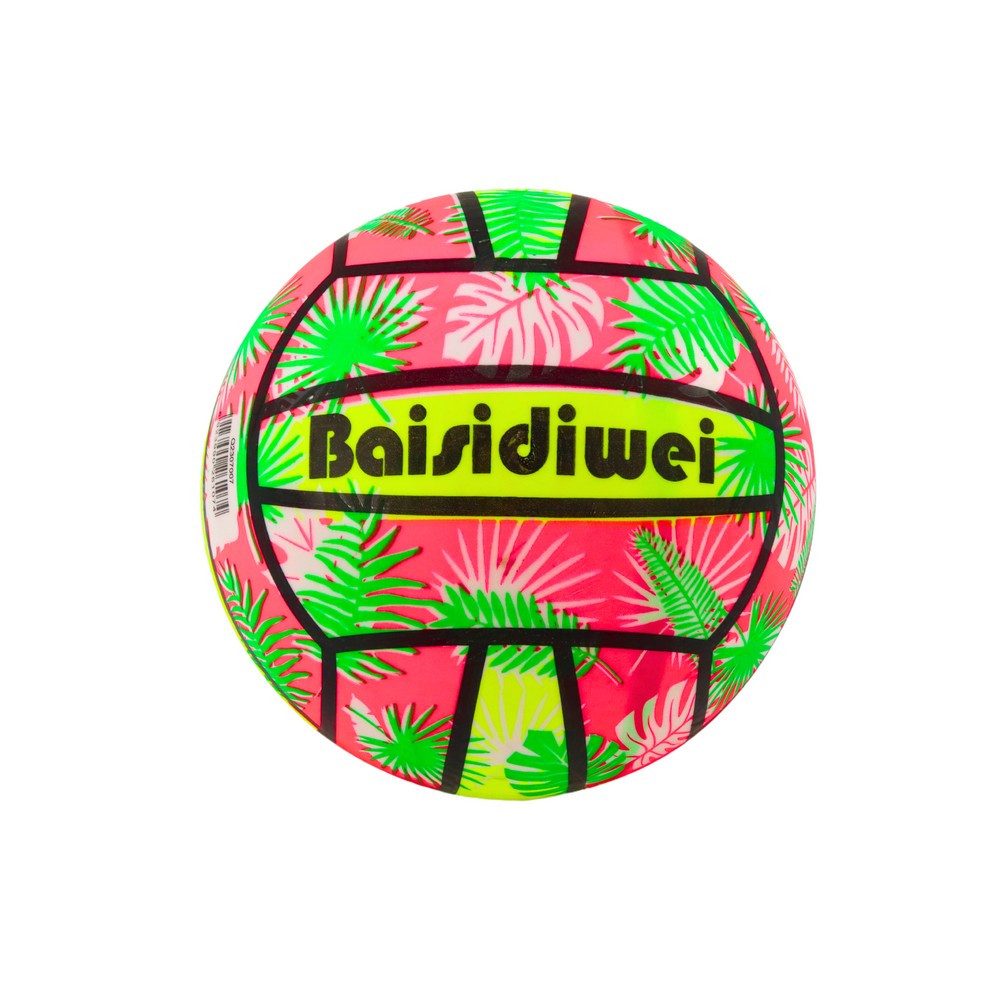 LEAN TOYS Spielball Gummiball Kinderball Strandball (Spar-Set, 1-St., Ø 24 cm robust), Vollgummi, leuchtendes Blättermuster, 24 cm
