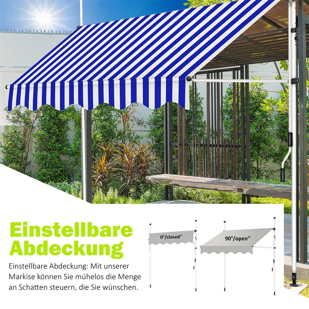 Mucola Klemmmarkise LED Klemmmarkise 150-400cm Balkon Sonnenschutz Terasse günstig online kaufen