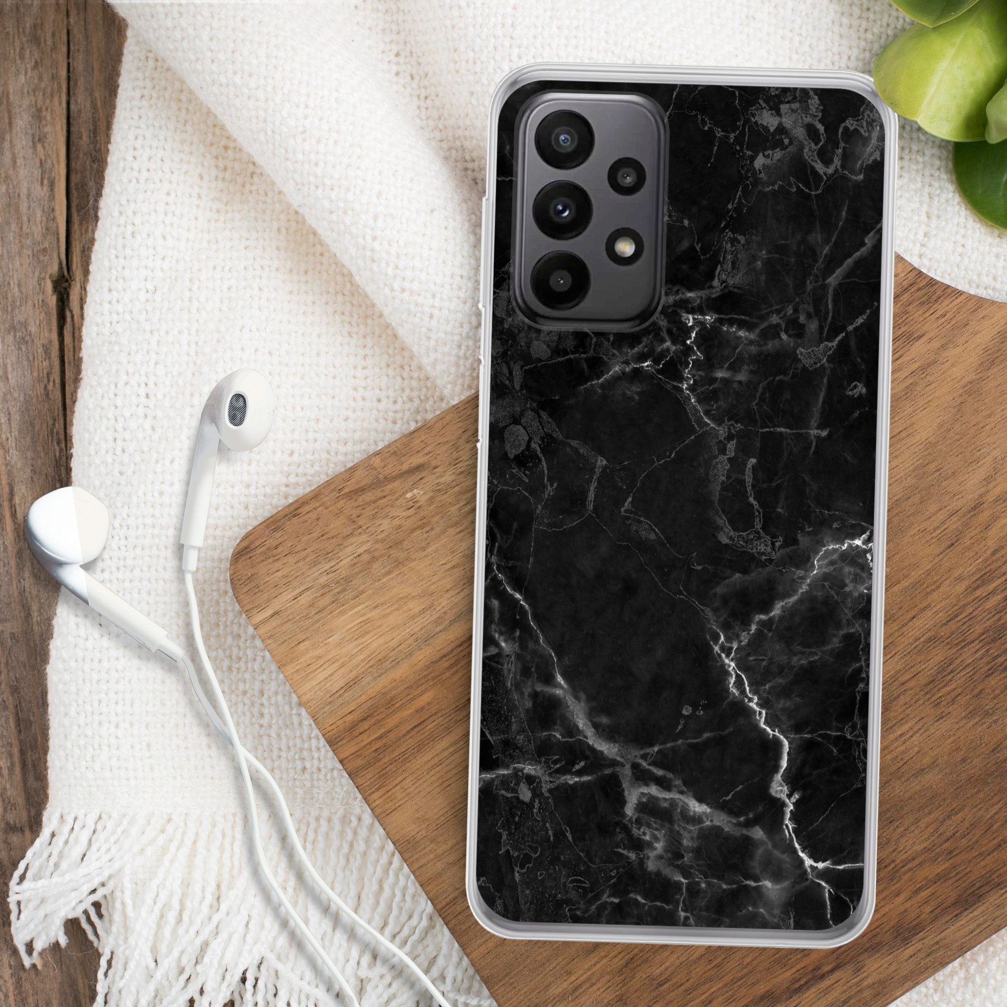MuchoWow Handyhülle für Samsung Galaxy A23 5G Marmor - Schwarz - Weiß - Textur - Marmoropt, Smartphone-Bumper, Print, Handy Schutzhülle Dünn