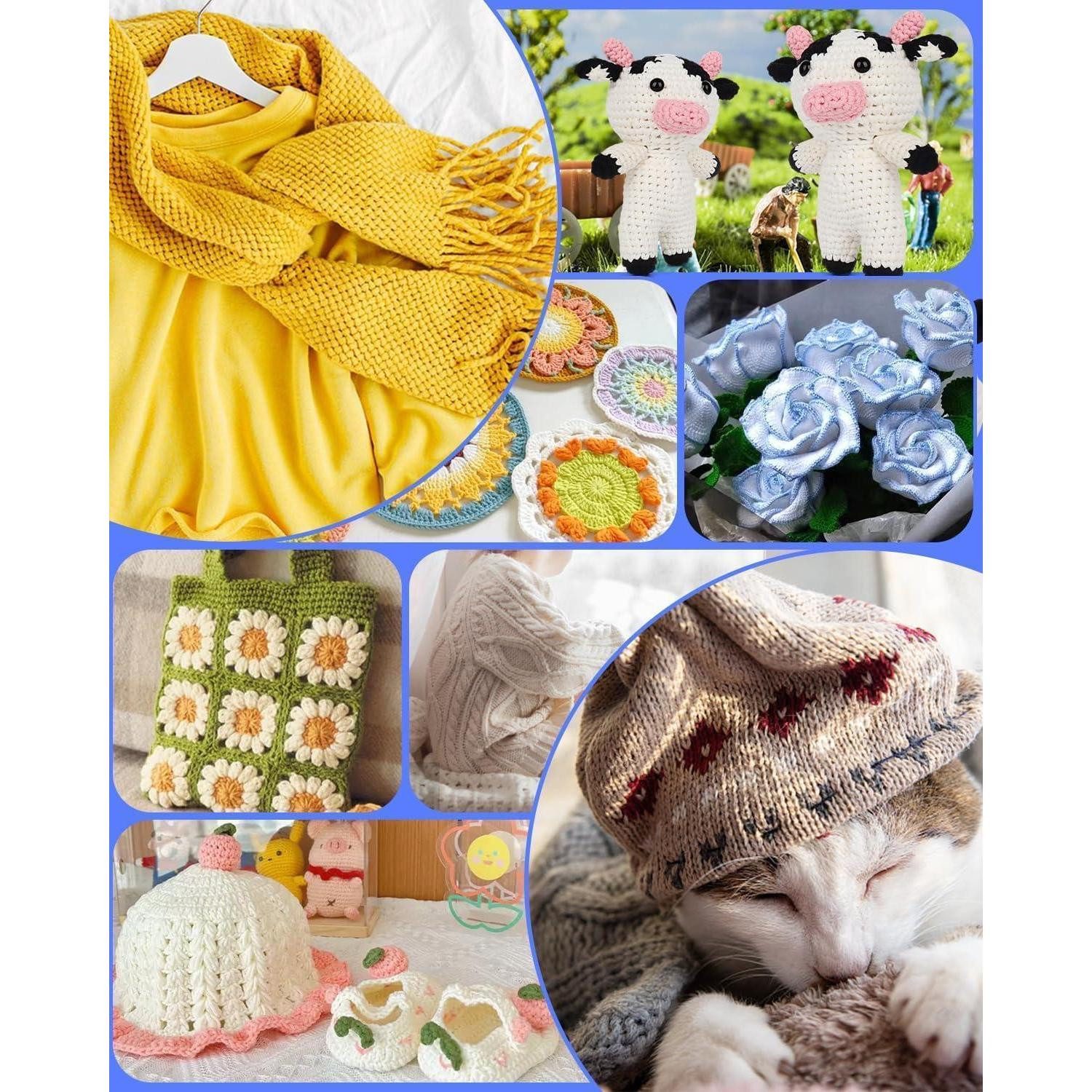 LuxusKollektion Häkelnadeln Häkelset Anfänger 23 Häkelnadeln 600m Garn Anleitung Tasche Pink