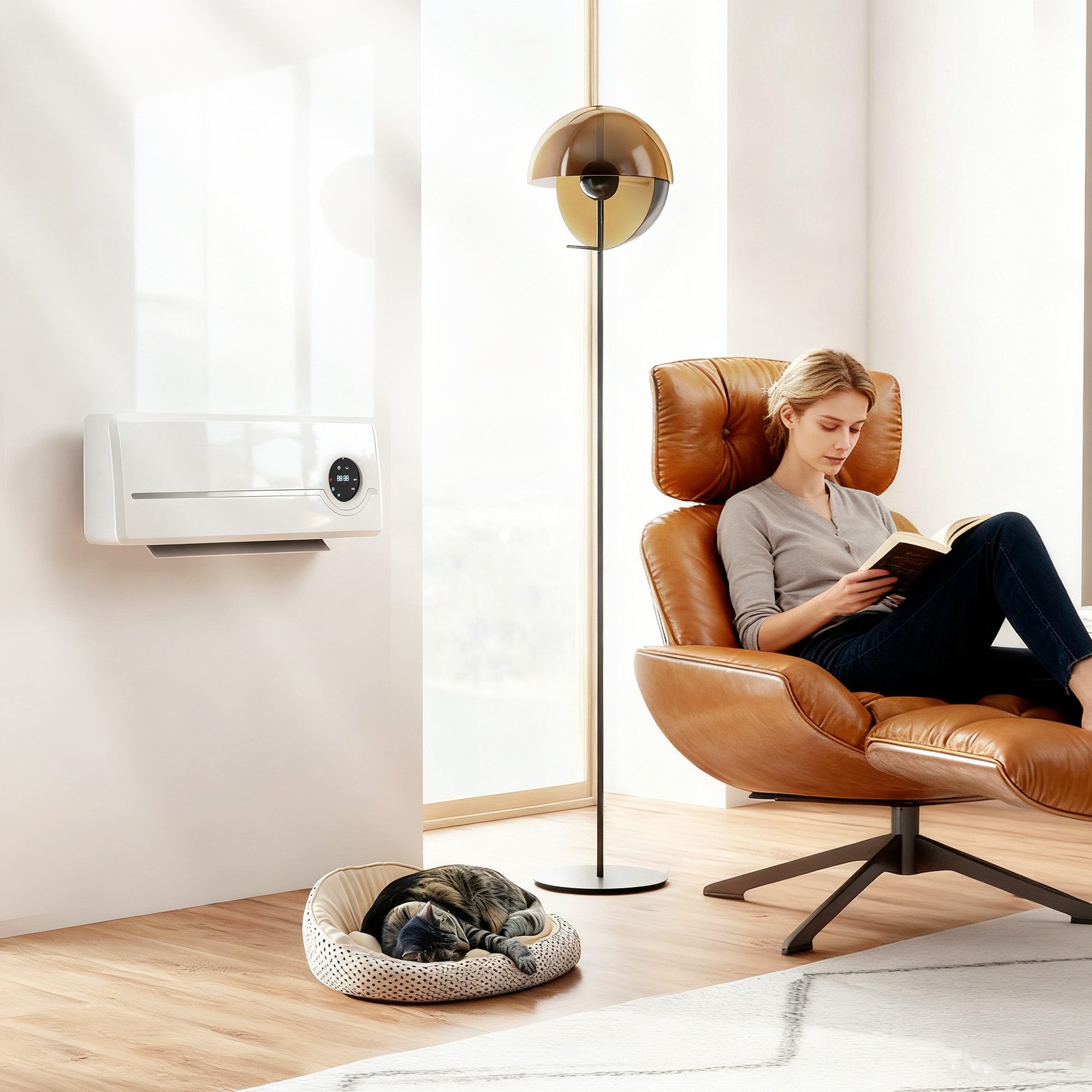 HOMCOM Heizlüfter Timer, LED-Anzeige, 2000 W, für Wohnzimmer, Schlafzimmer, Weiß