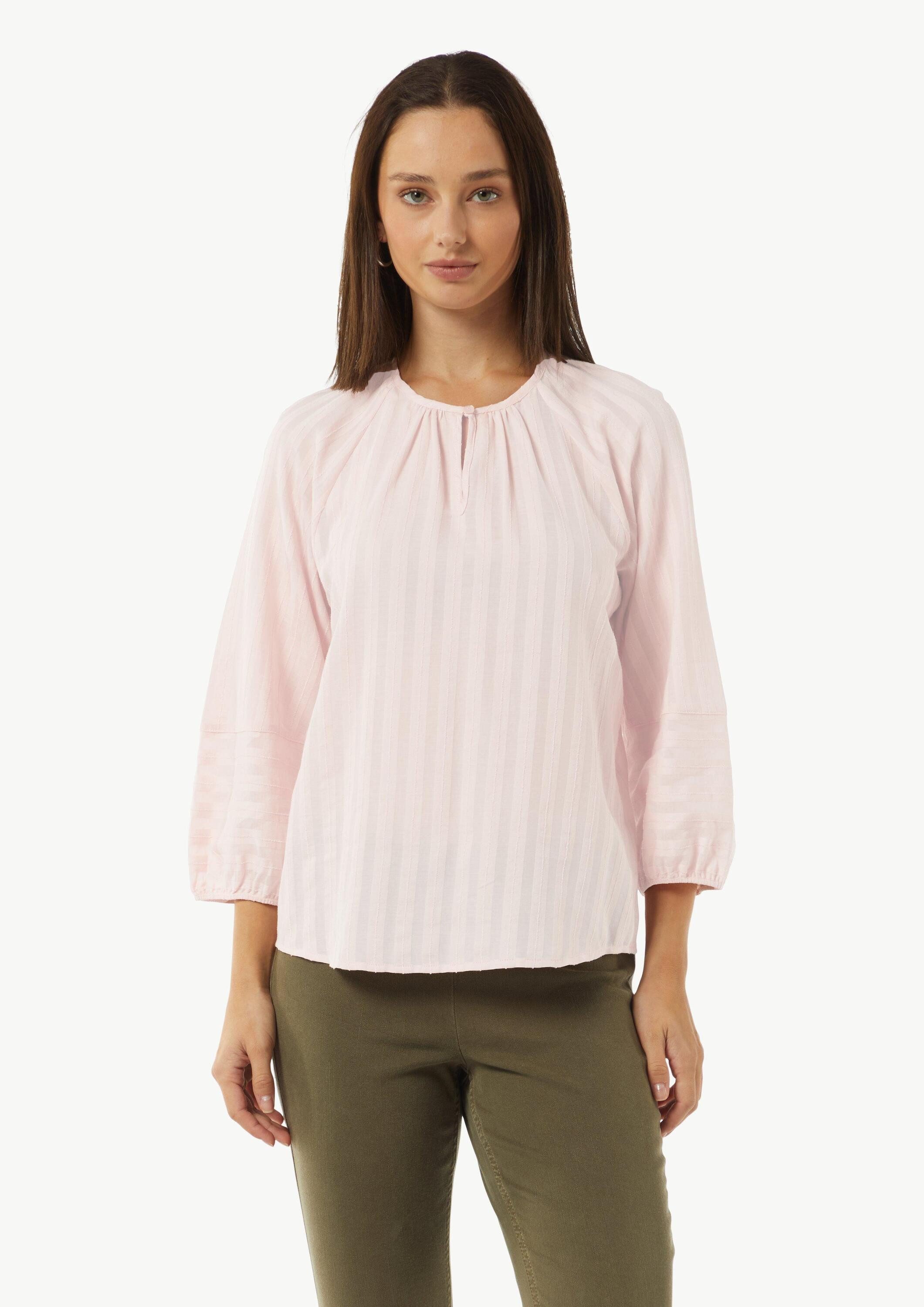 comma Kurzarmbluse Bluse Tunika-Bluse aus Streifen-Jacquard günstig online kaufen
