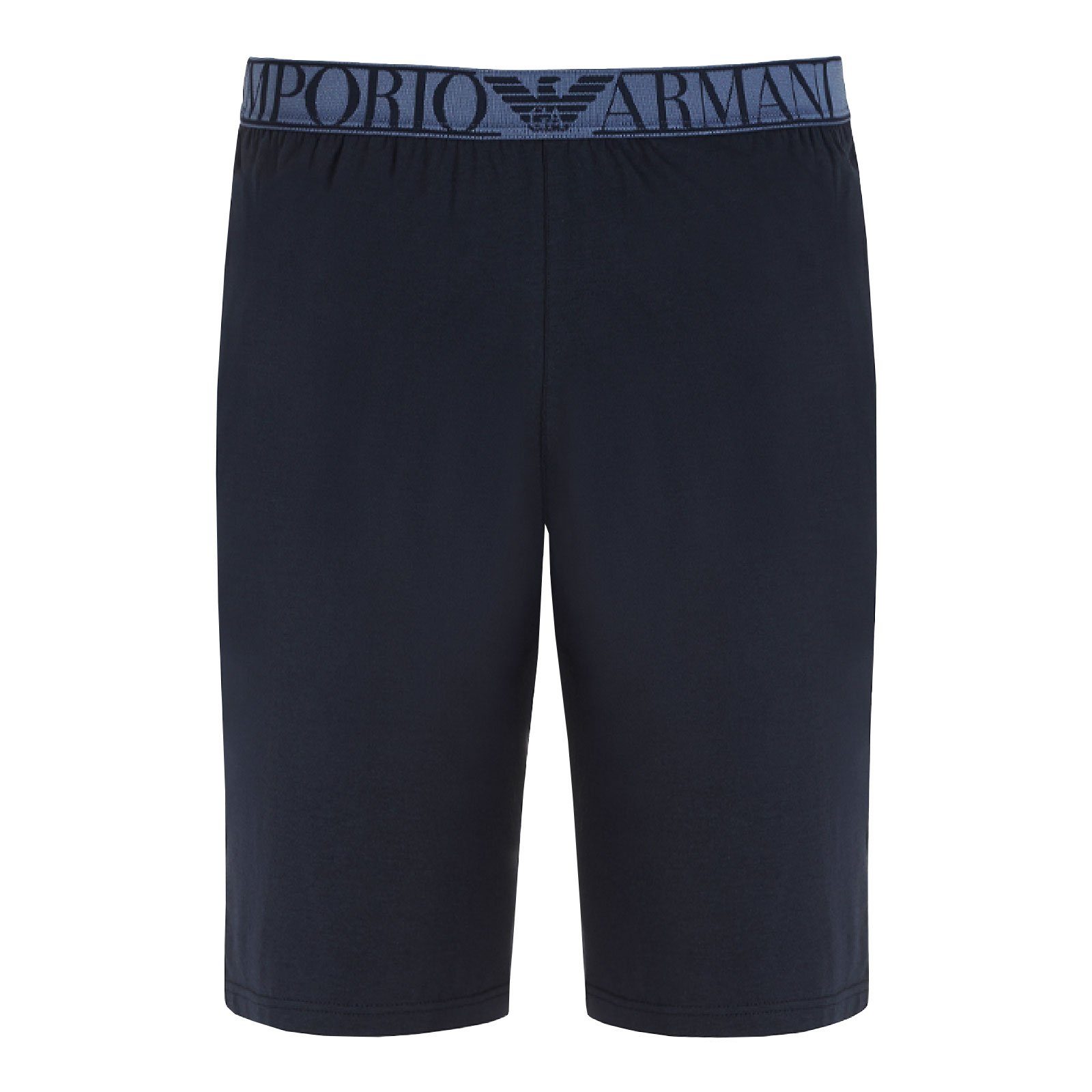 marine Markenlogo mit der Stretch Armani 70835 Pyjama-Set (2 auf Brust Schlafanzug Short Cotton Emporio tlg)