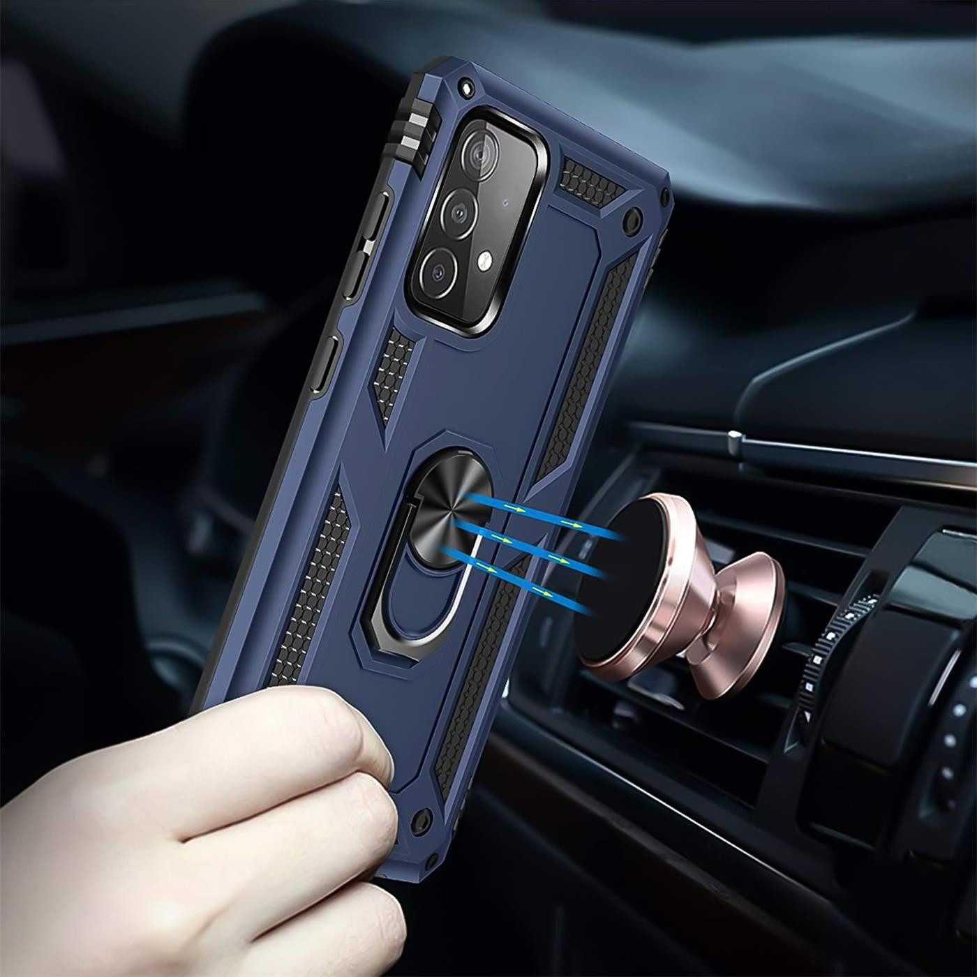 CoolGadget Handyhülle Armor Shield Case für Samsung Galaxy A52 4G/5G, A52s 5G 6,5 Zoll, Outdoor Cover Ringhalterung Handy Hülle für Samsung A52, A52s 5G – Bild 4 von 5