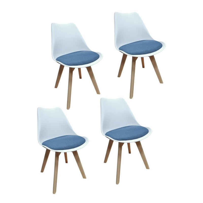 HTI-Living Esszimmerstuhl Stuhl Atlanta Webstoff 4er-Set (Set, 4 St), Esszimmerstuhl Kunststoffschale Webstoffbezug Holzfüße