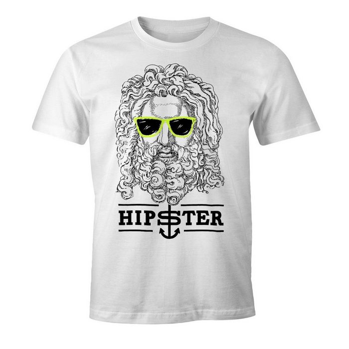 MoonWorks Print-Shirt Herren T-Shirt Sokrates Hipster Fun-Shirt Moonworks® mit Print