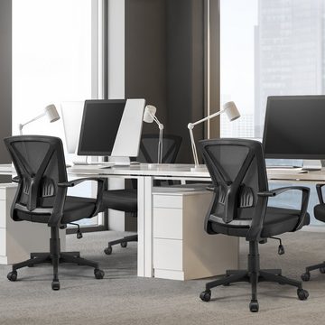 Yaheetech Schreibtischstuhl, Bürostuhl mit Wippfunktion höhenverstellbar