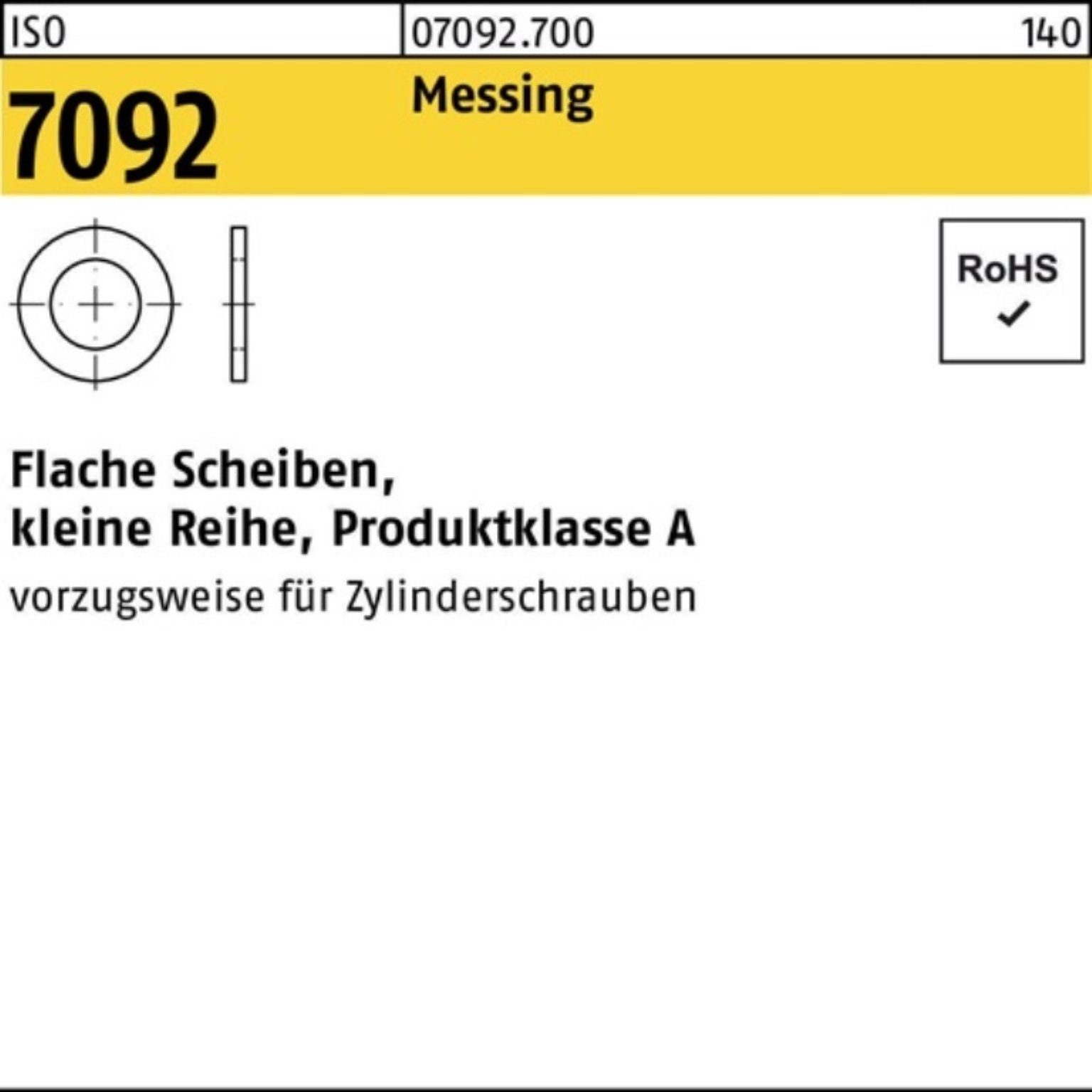 Reyher Unterlegscheibe 5000er Pack Unterlegscheibe ISO 7092 4 Messing 5000 Stück ISO 7092 Me