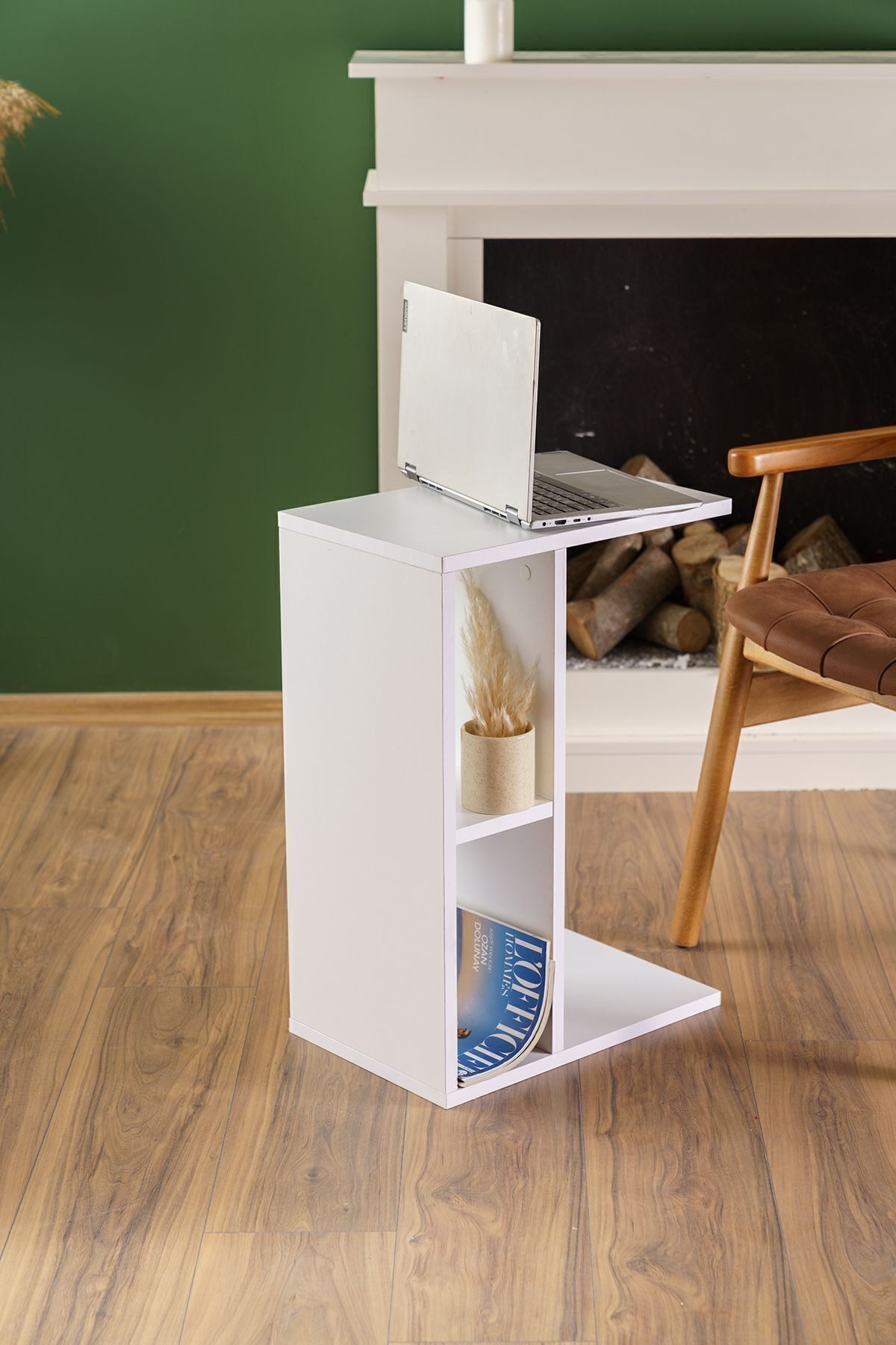 en.casa Beistelltisch, Beistelltisch mit Ablage 44 x 30 cm Spanplatte Weiß 89866714