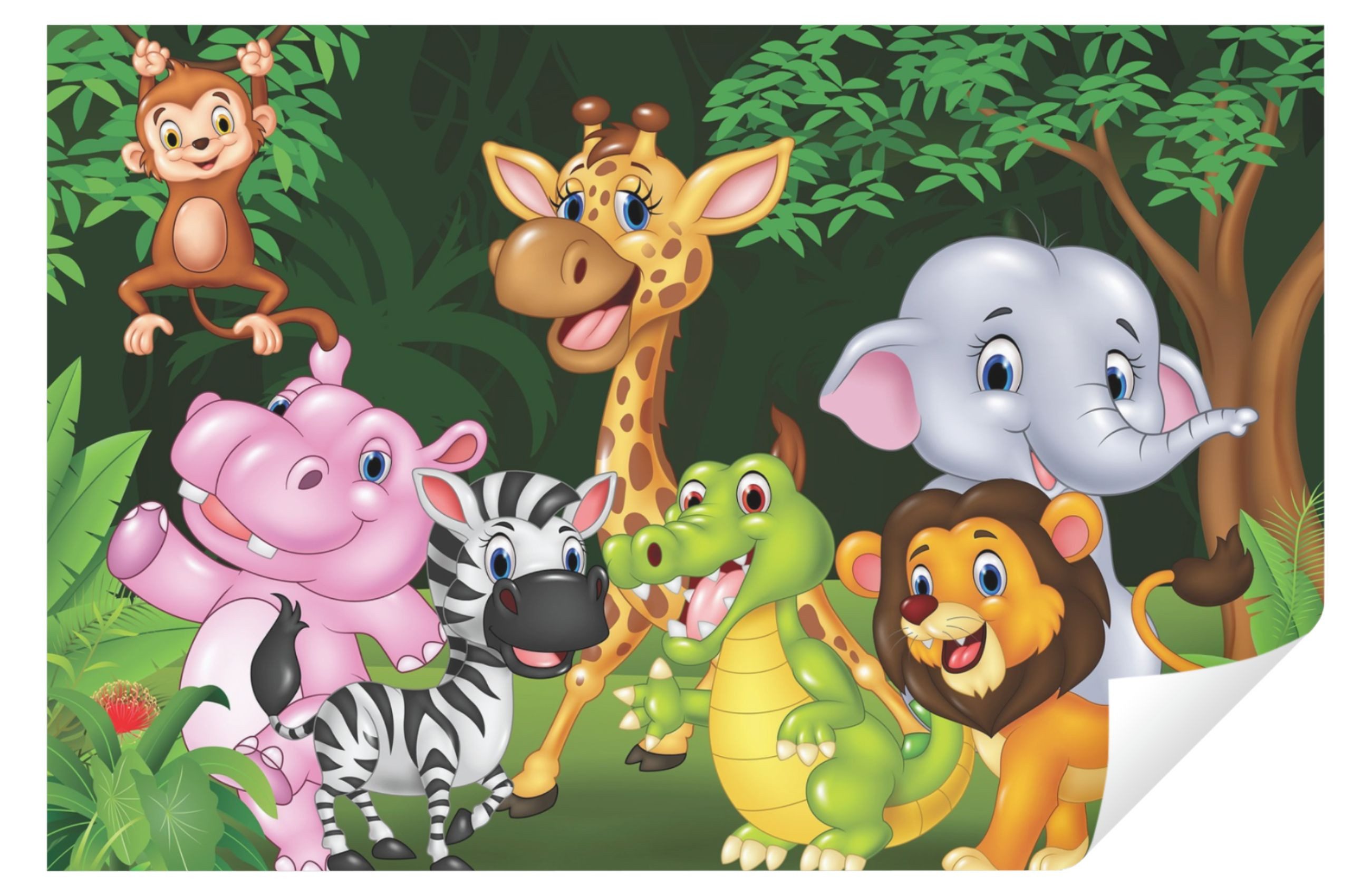 Wallarena Fototapete Kinderzimmer Tiere Kinder Wald Dschungel Mädchen Junge günstig online kaufen