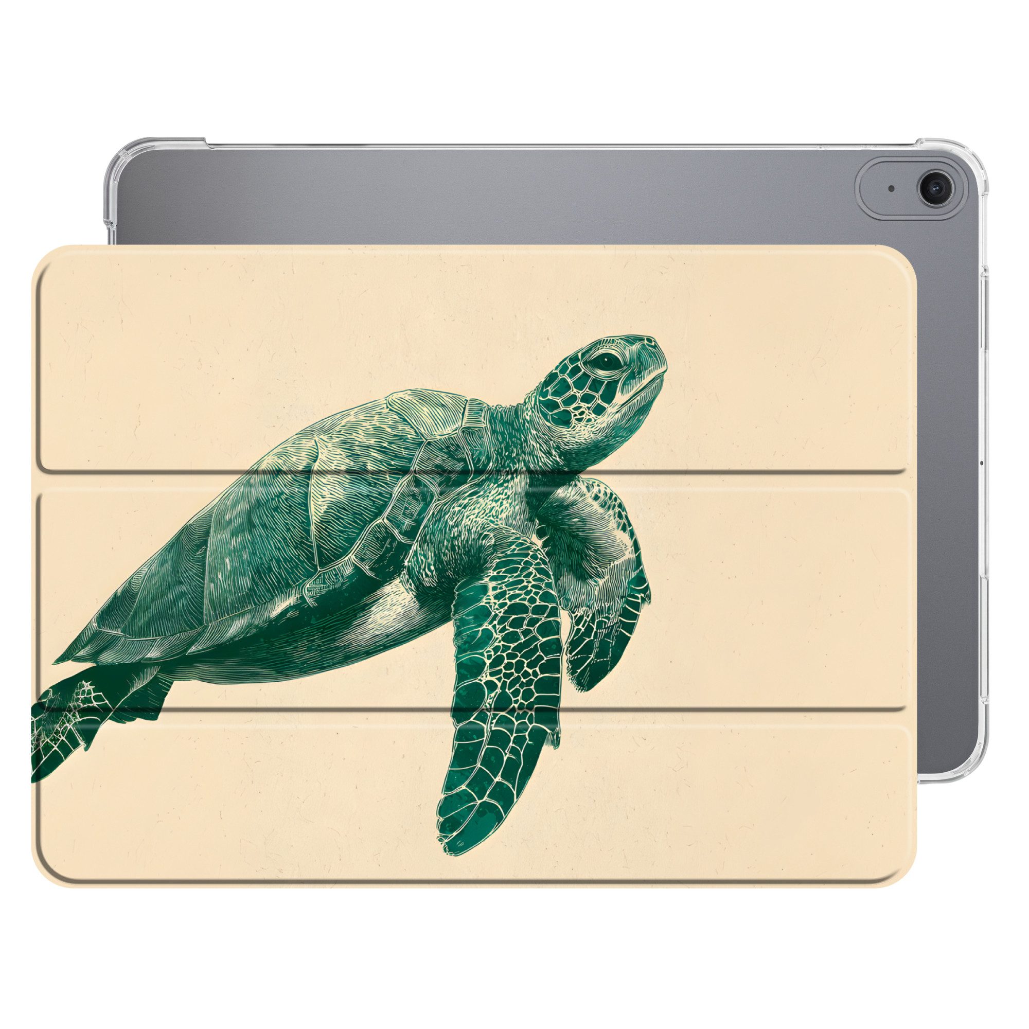 OnlyWow Tablet-Hülle Apple iPad Air 2025 13 inch Schildkröte - Elegant - Grün - Schild, Smart Cover, Klapphülle, Stoßfest, Bunt