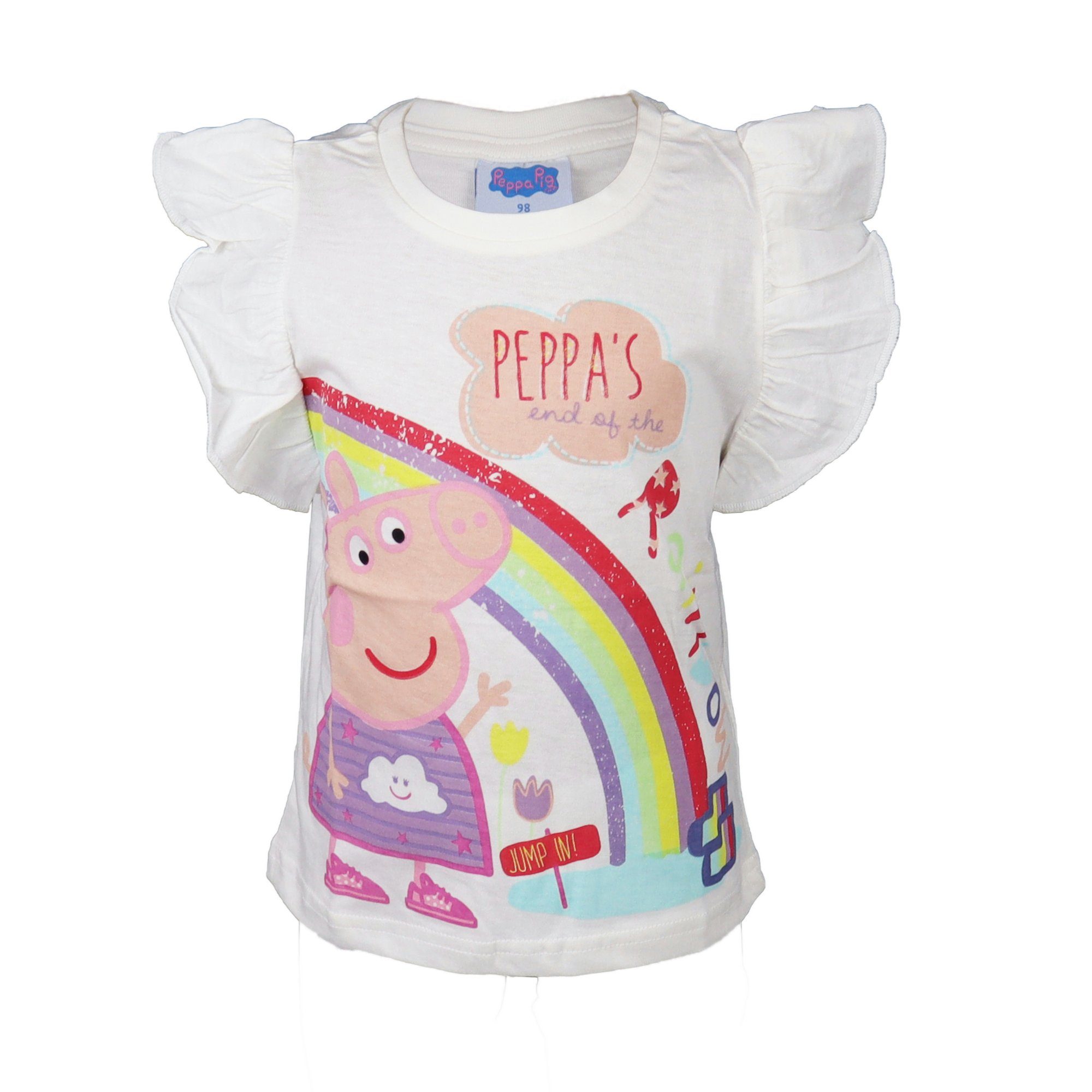 bis T-Shirt Baumwolle 92 Weiß Pig Peppa 100% 116, Kinder Shirt Gr. Wutz