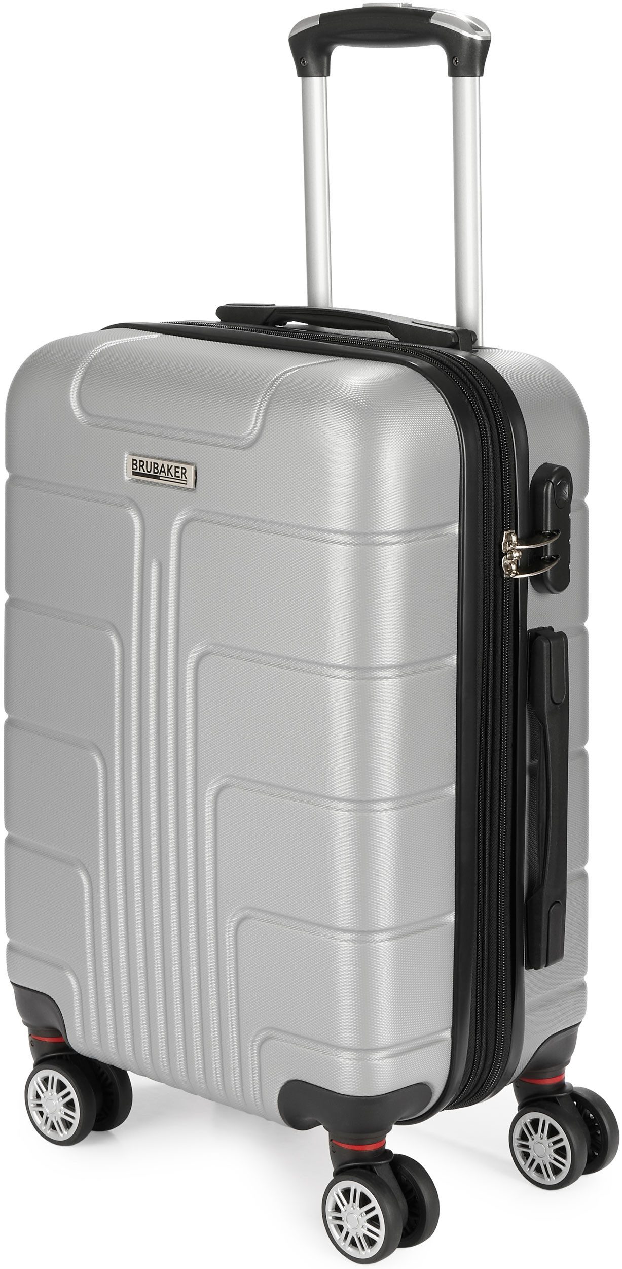 BRUBAKER Handgepäckkoffer Miami - Erweiterbare Koffer mit Zahlenschloss - 37 x 56 x 24,5 cm, 4 Rollen, Hartschalen Handgepäck - ABS Rollkoffer Trolley - Größe M