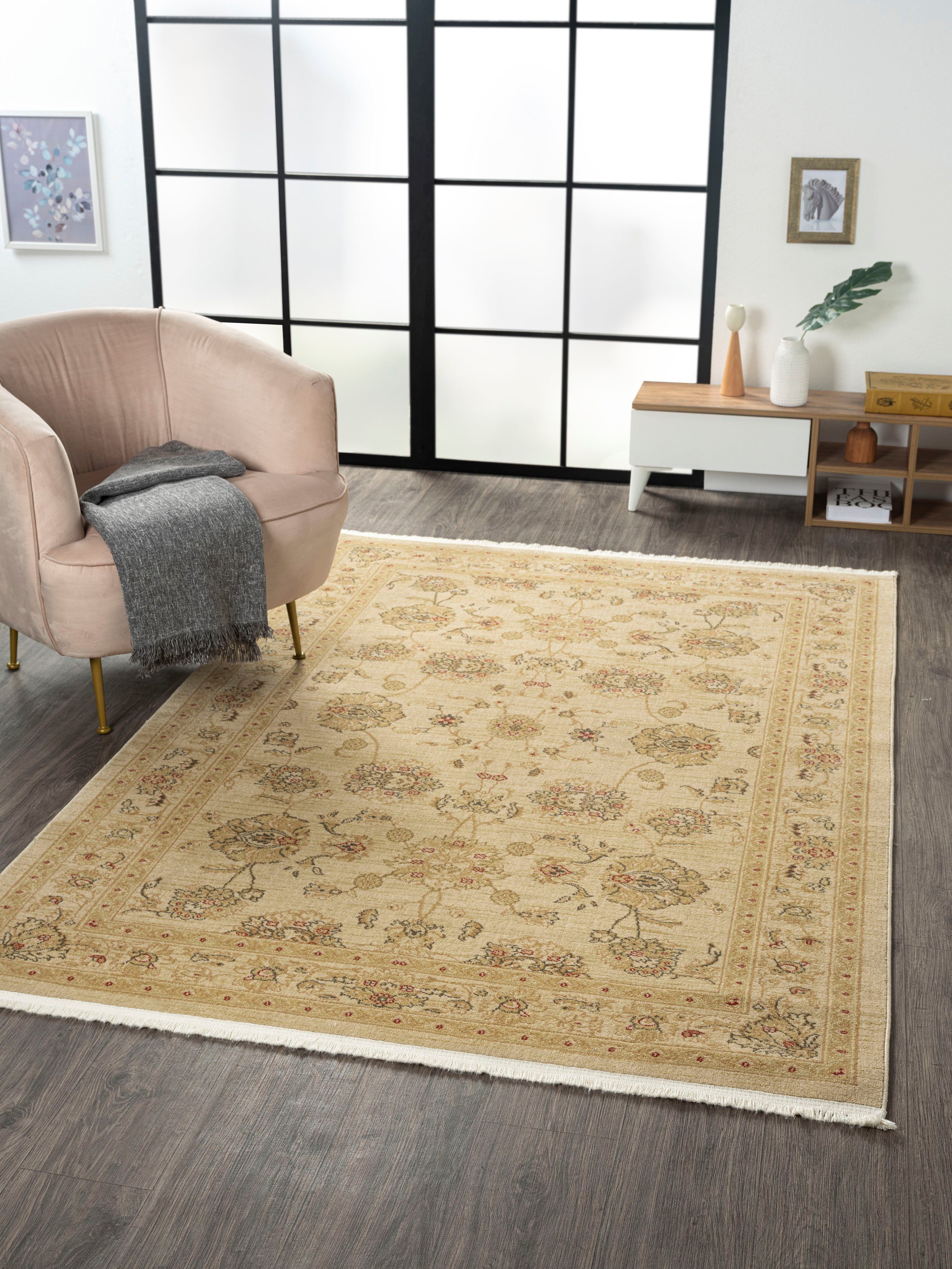 Myflair Möbel & Accessoires Teppich Maryam 4, rechteckig, Höhe: 7,5 mm, Kurzflor, Orient Optik, edler Glanz, mit Fransen, besonders weich