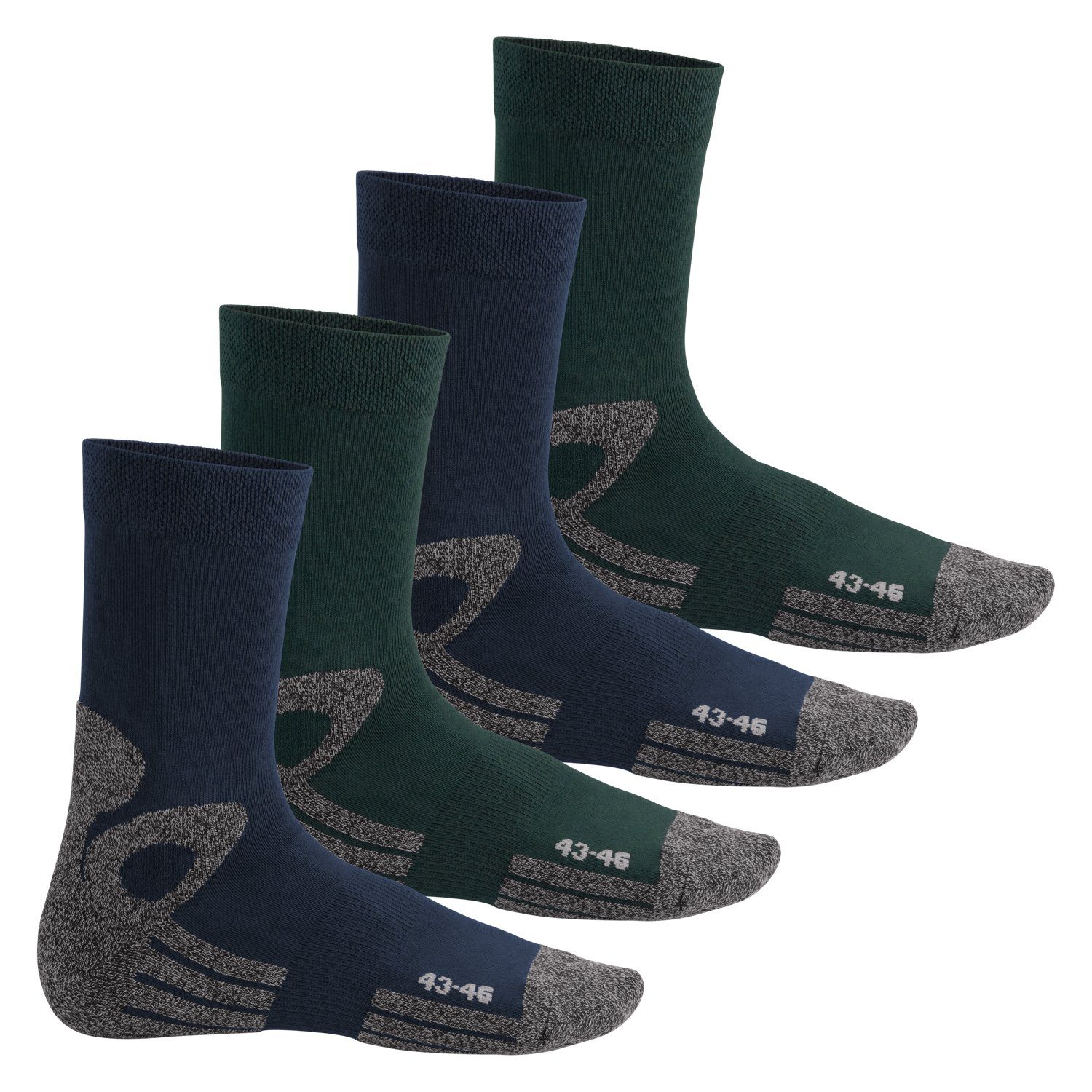celodoro Arbeitssocken Trekking-Socken für Damen & Herren (4 Paar) mit Frotteesohle Blau-Grün