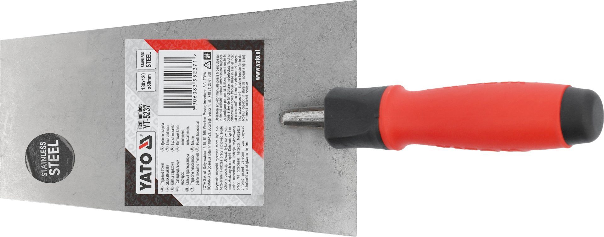 TRIZERATOP Maurerkelle Spatola trapezoidale in acciaio inox 180x120x80mm (Trapezförmige Edelstahl Maurerkelle 180x120x80 mm)