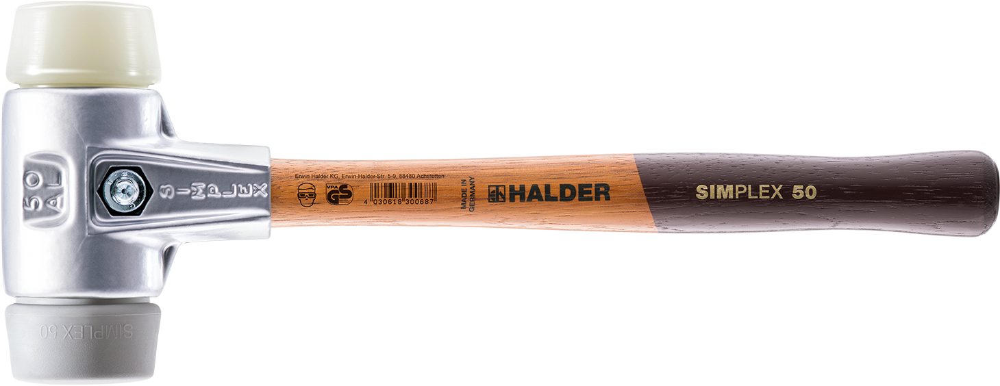 Halder KG Hammer SIMPLEX-Schonhämmer, mit Aluminiumgehäuse und hochwertigem Holzstiel Ø=60 mm 3138.060