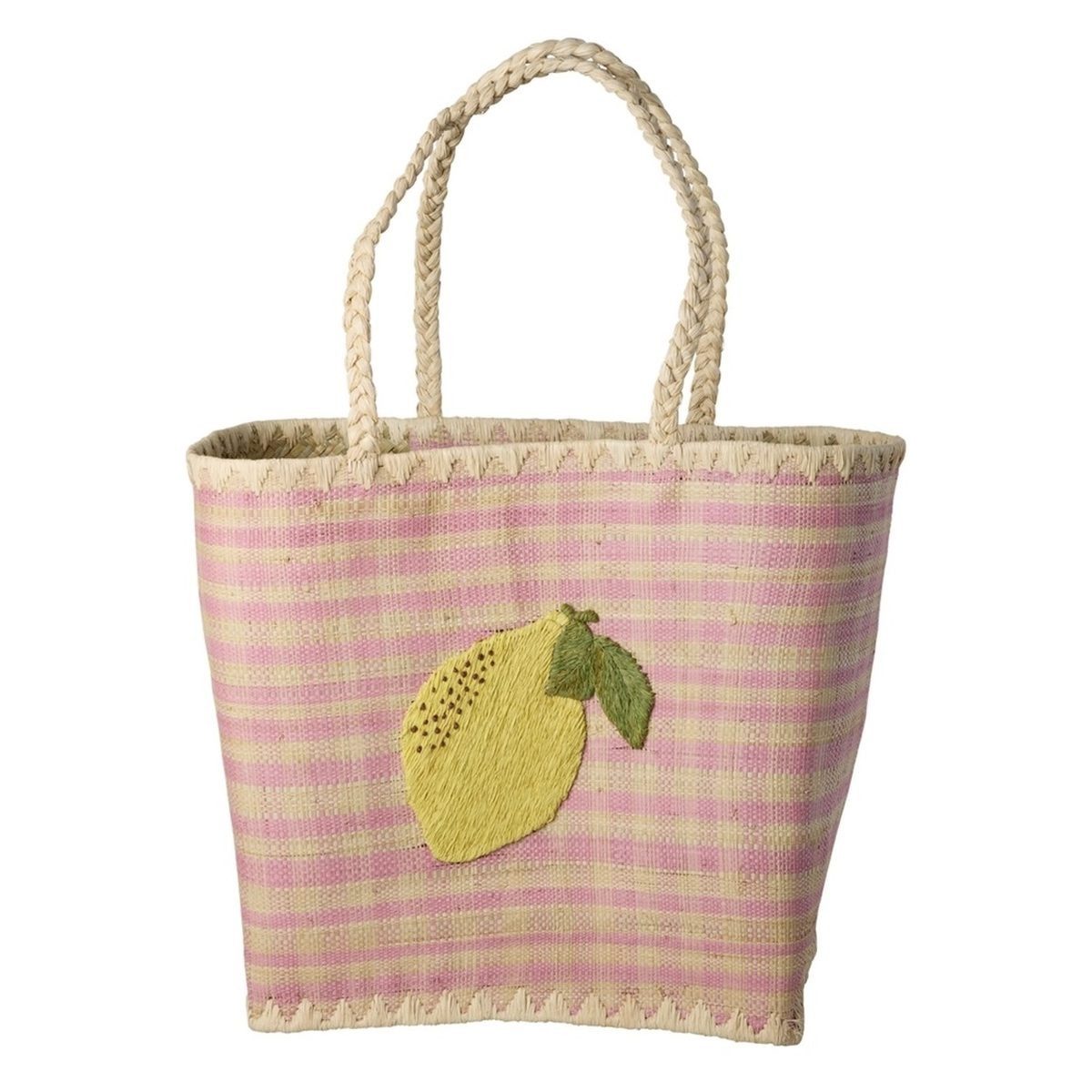 rice Shopper Raffia Shopper Zitrone Tasche, handgefertigt, mit Innentasche