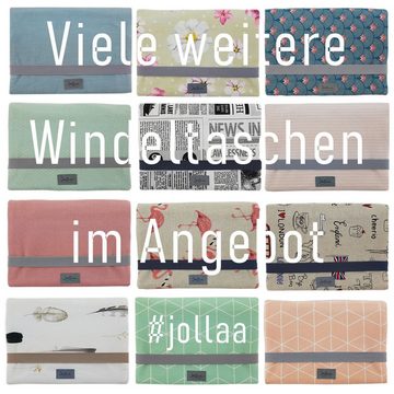 JOLLAA Wickeltasche Bird Rose & Romance, Windeltasche, kleine Wickeltasche für Windeln & Feuchttücher