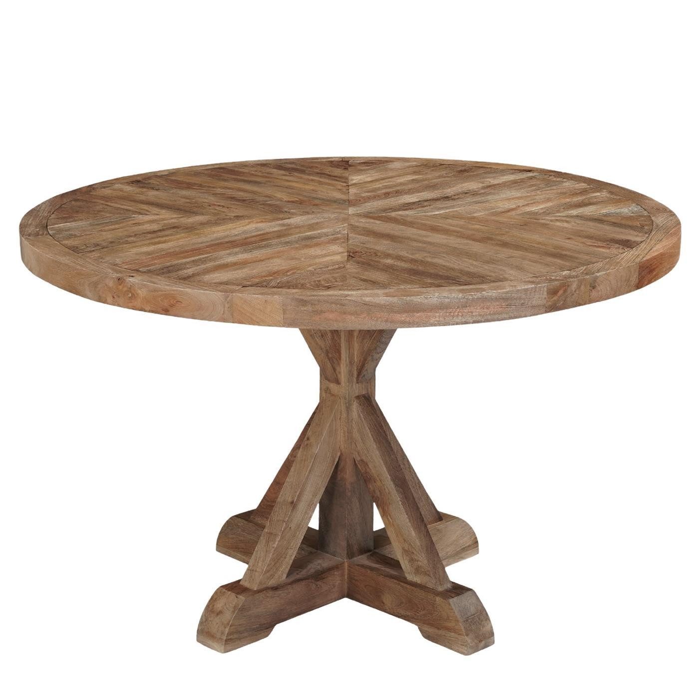 baario Esstisch Klostertisch CHATEAU 100cm, rustikal Ø100cm massiv Holz Esstisch