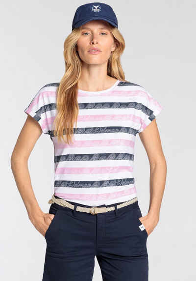 DELMAO T-Shirt mit sportiv bedruckten Streifen