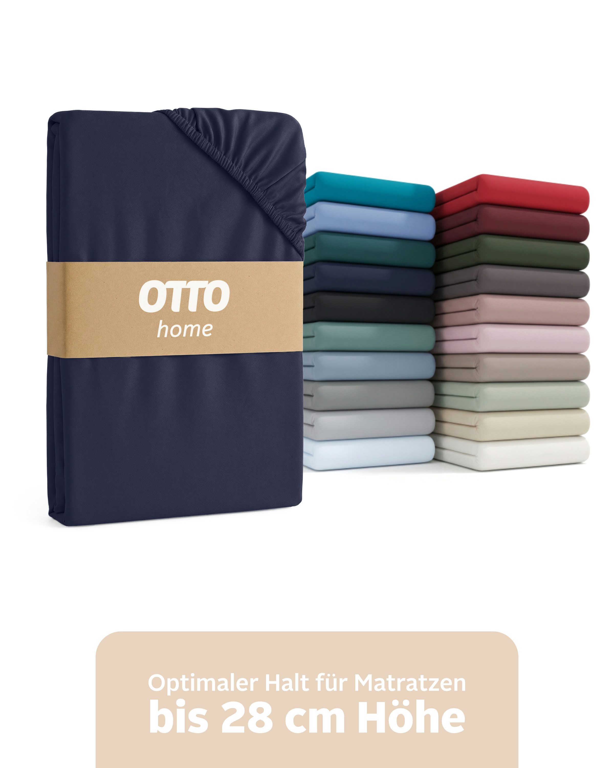 OTTO home Spannbettlaken BLACKBERRY in PREMIUM und BASIC Qualität, 100% Baumwolle, Jersey (160 g/m), Gummizug: rundum, (1 Stück), für hohe Matratzen bis 28 cm, Bettlaken, Spannbetttuch, Boxspring
